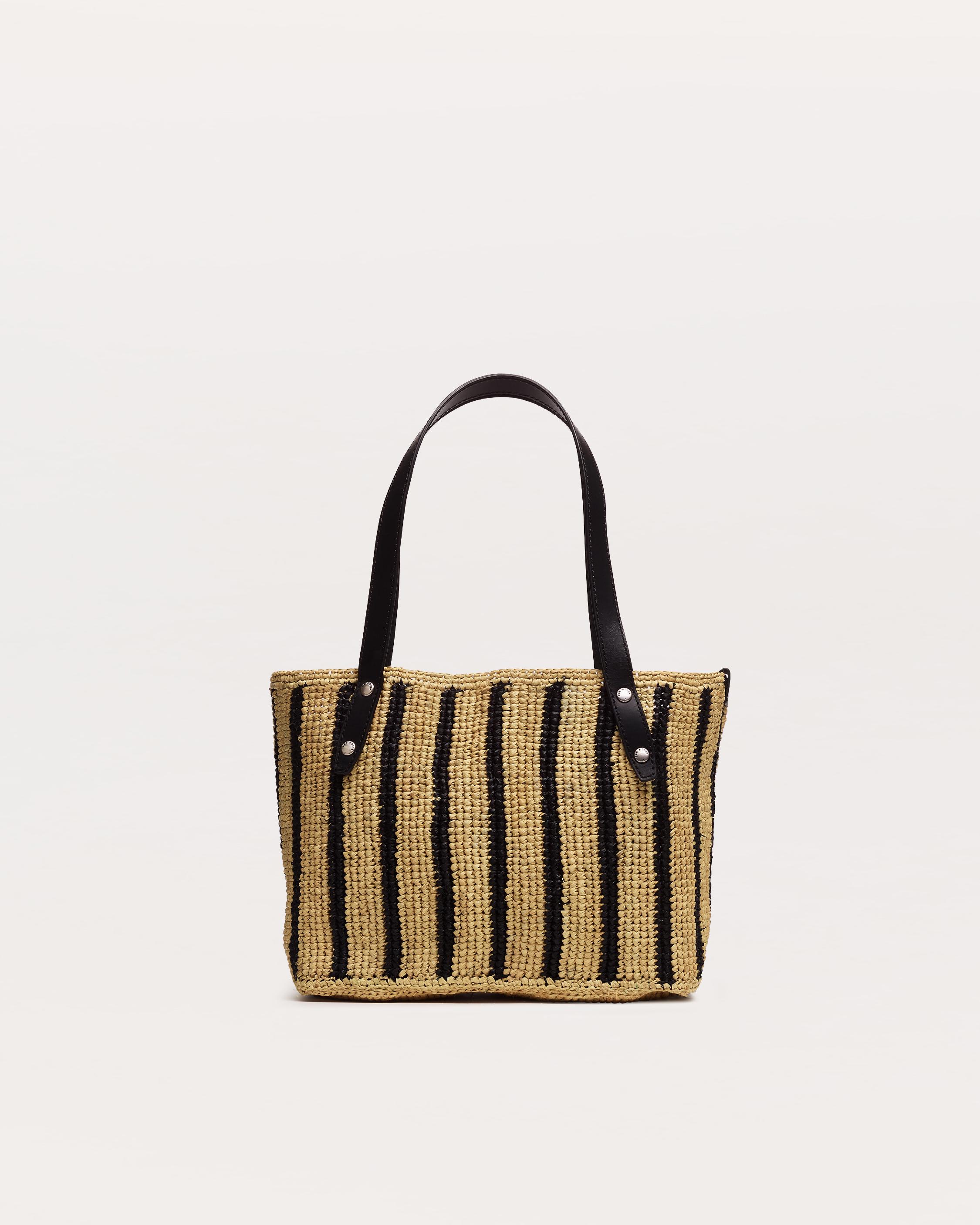 Small Striped Straw Tote Bag image number 1