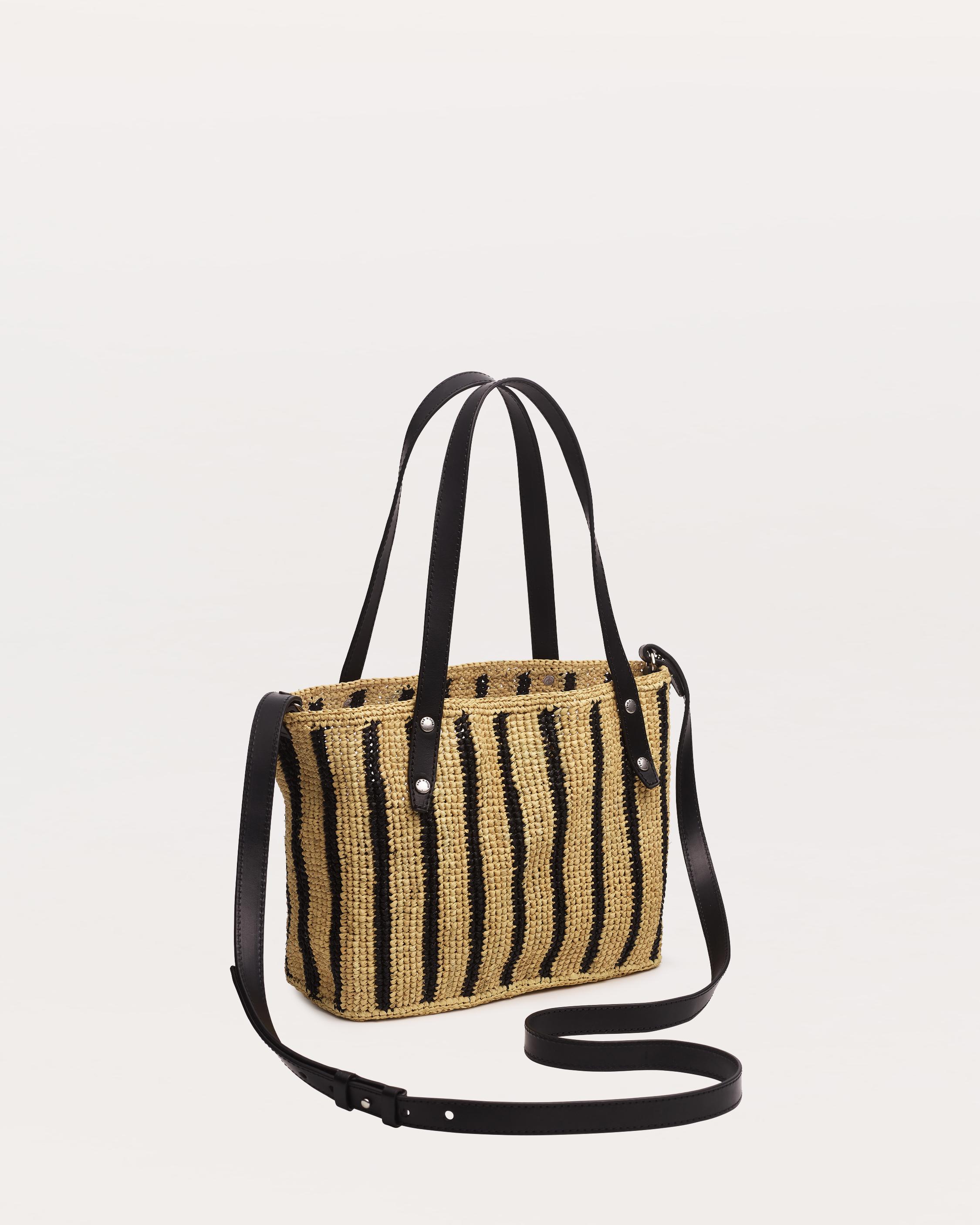 Small Striped Straw Tote Bag image number 2