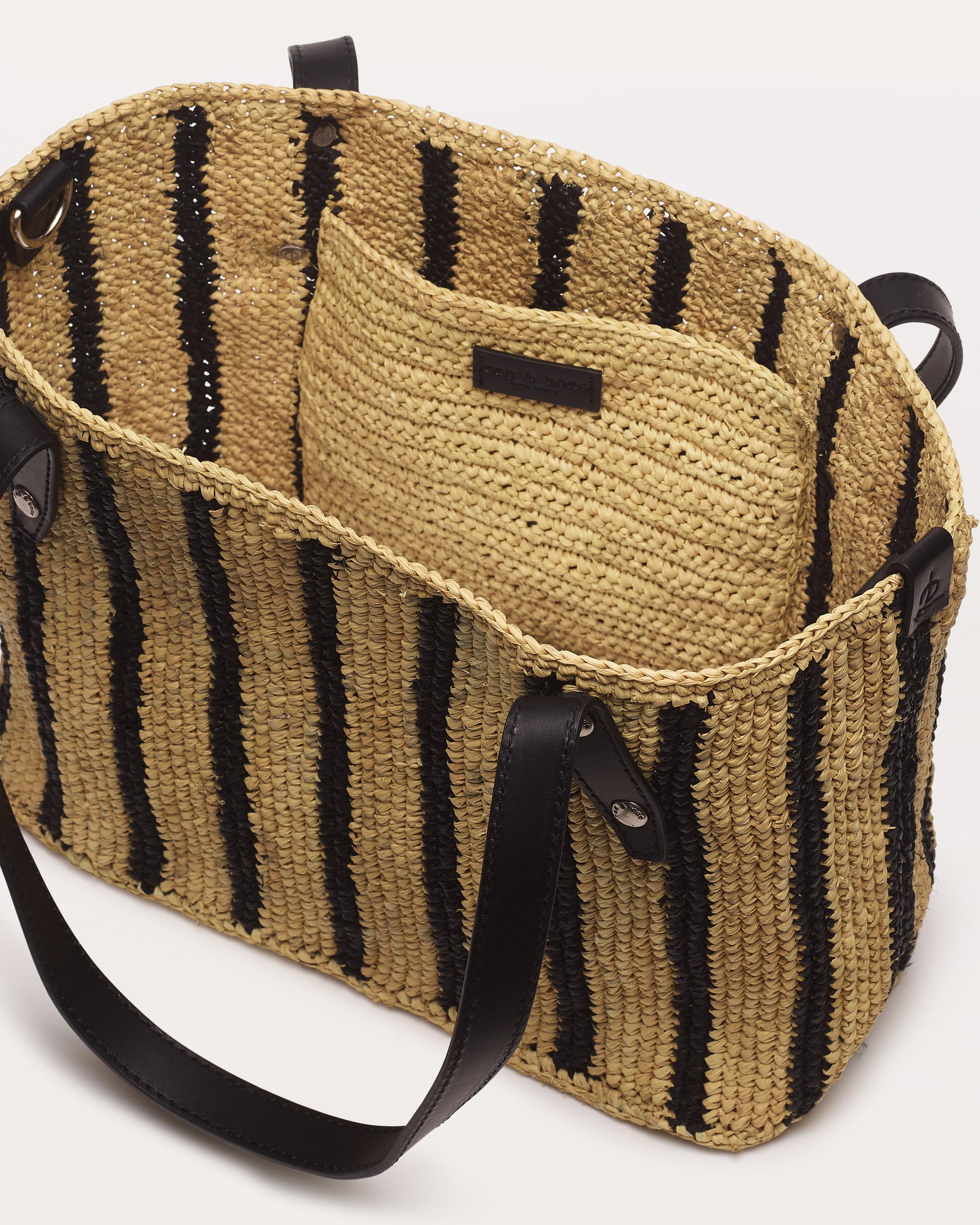 Small Striped Straw Tote Bag image number 3