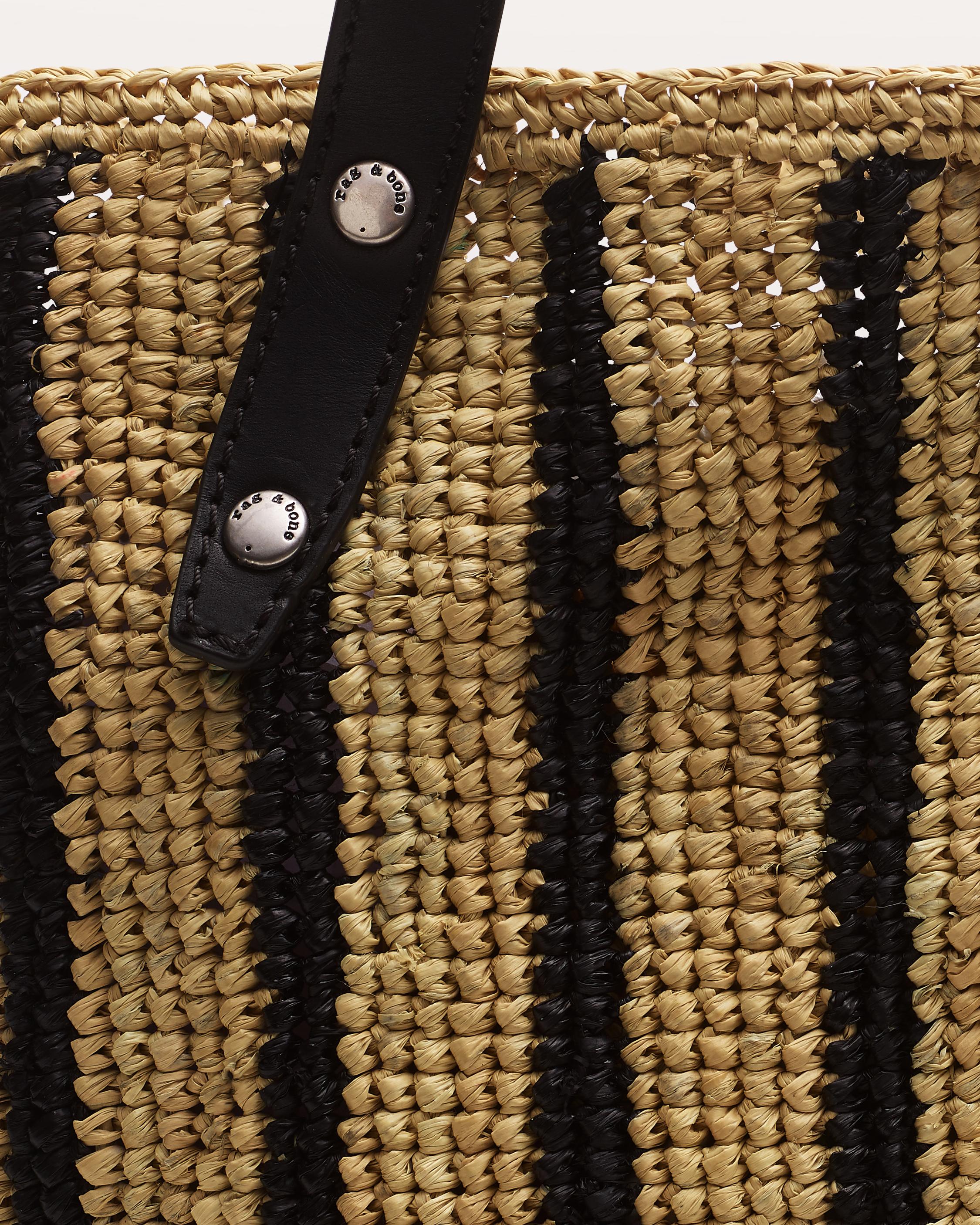 Small Striped Straw Tote Bag image number 4