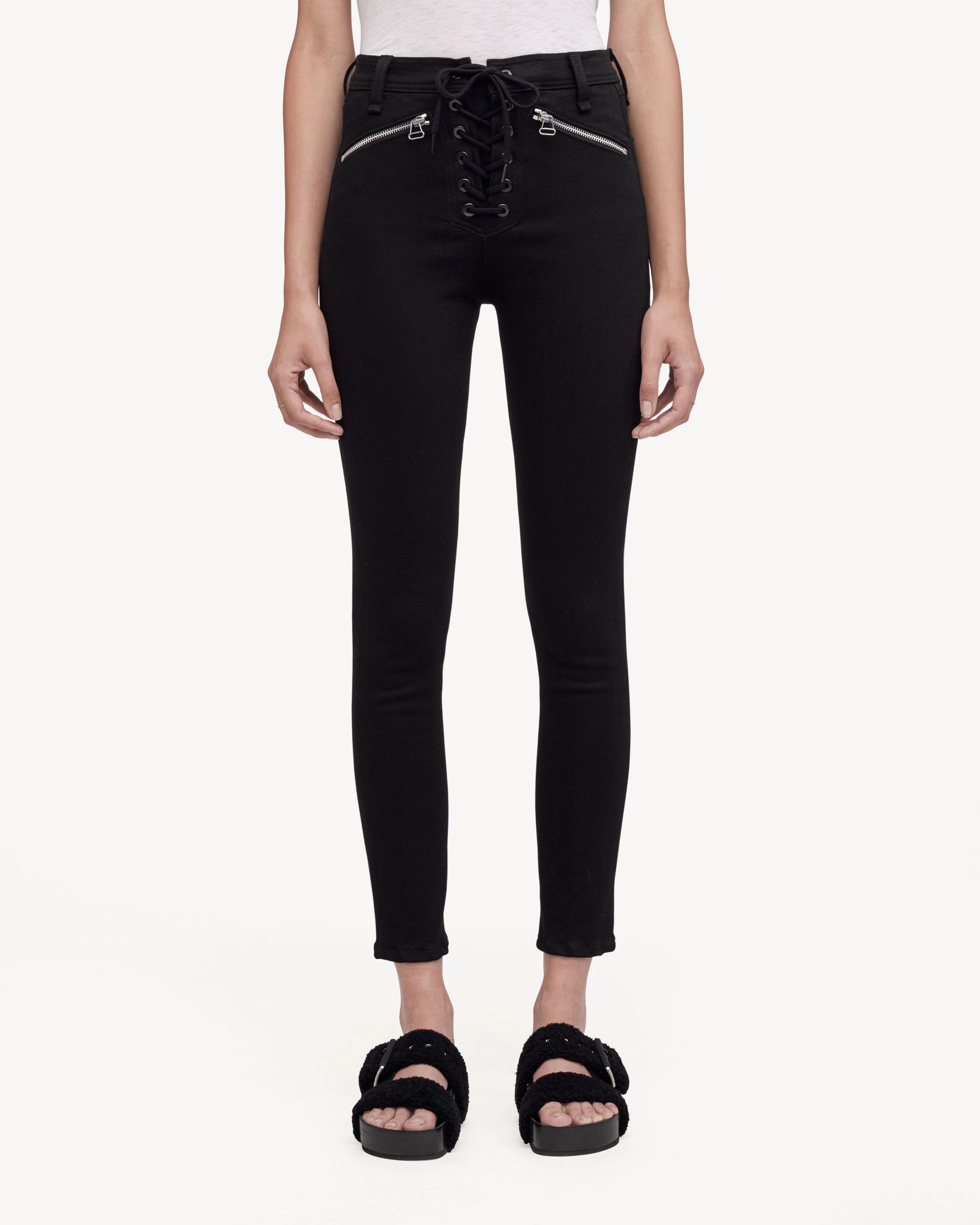 RAG&BONE High Rise Lace Up Washed Black // Structured leather