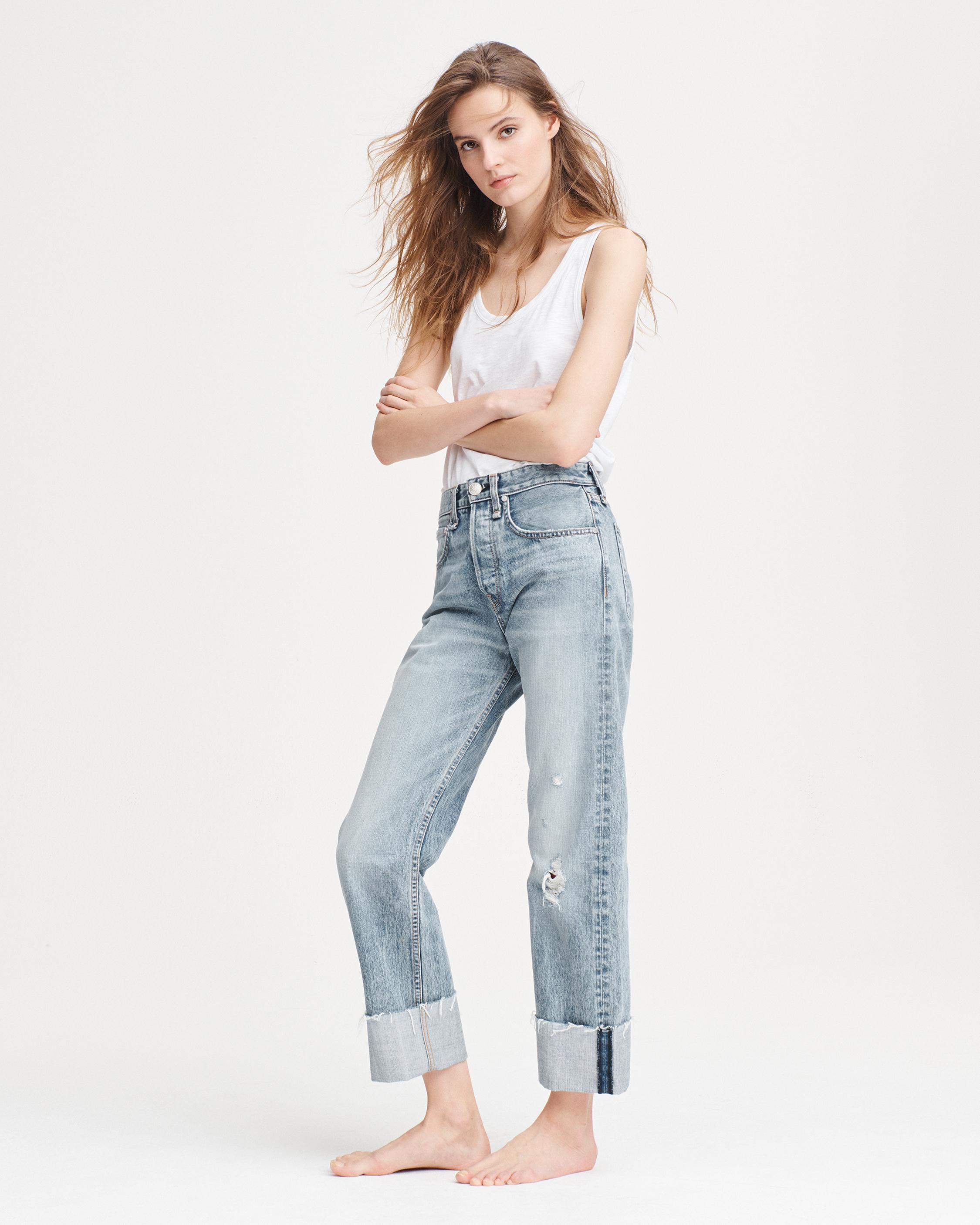 Rag & Bone Womens Maya Blue High Rise Relaxed Fit Straight Leg Jeans