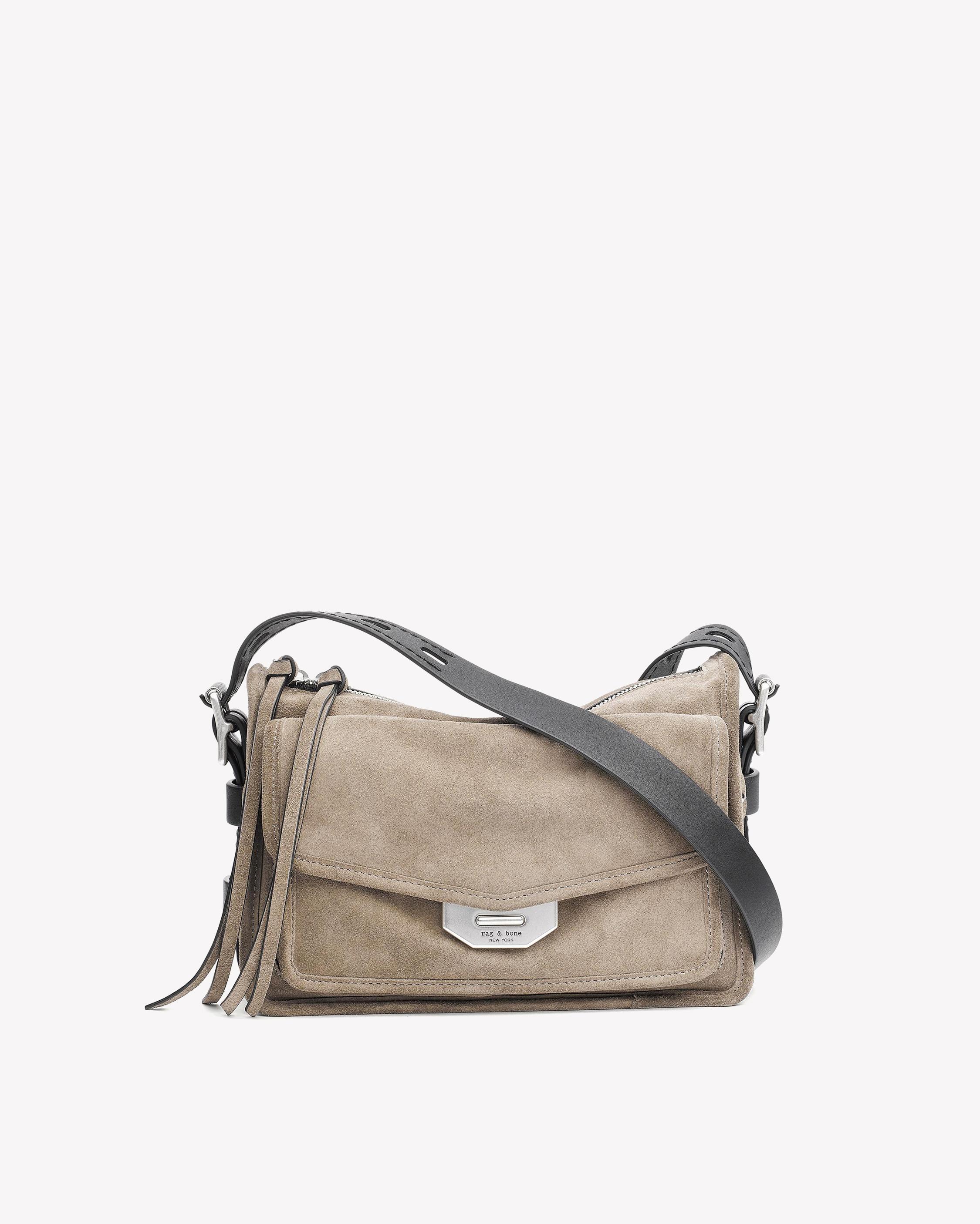 Small Field Messenger Suede Crossbody in Warm Grey