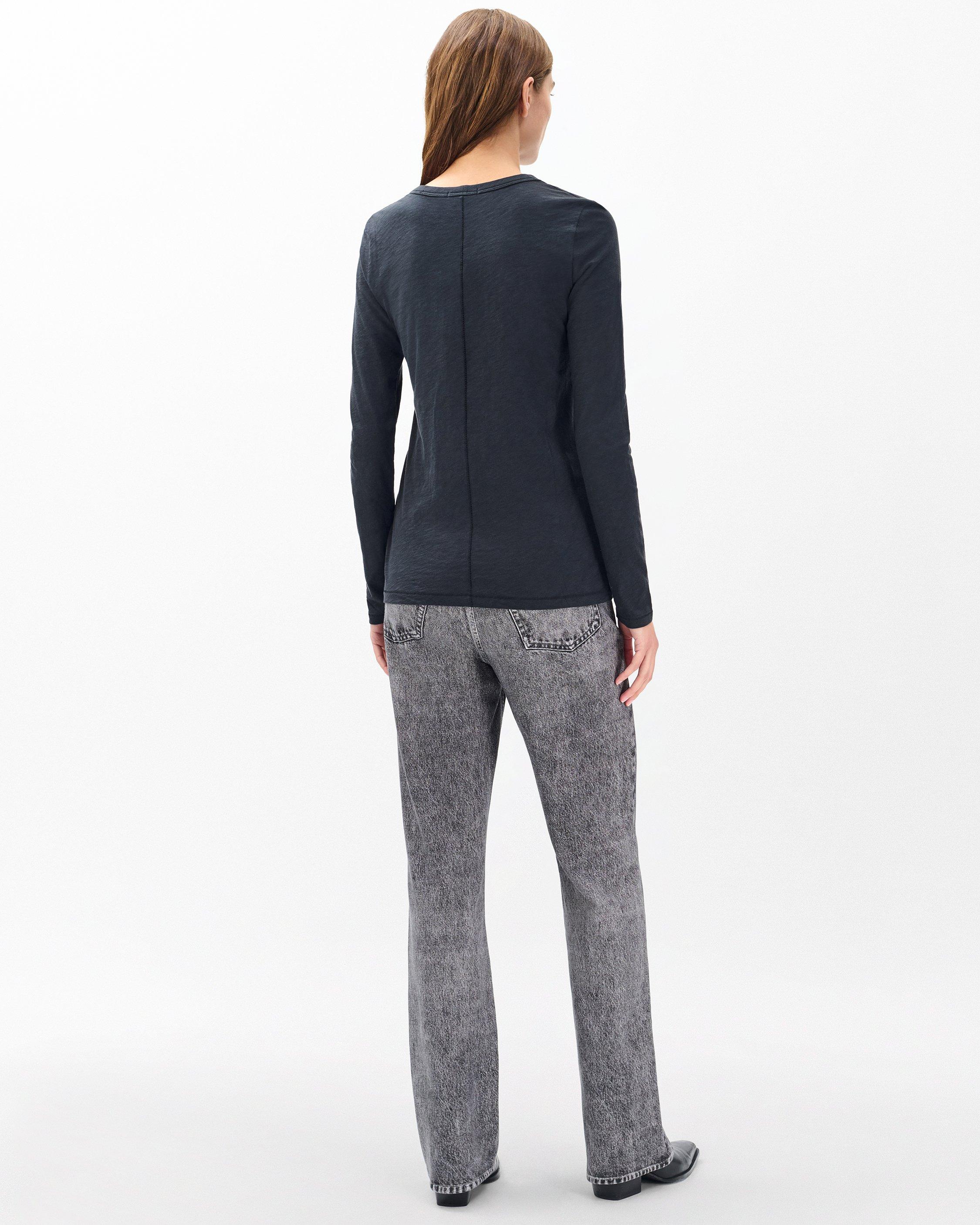 T-shirt Donna In Cotone Slub, Modello Lungo Dietro Con Orlo Arrotondato, Girocollo Basic - 4