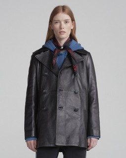 NELLA LEATHER PEACOAT image number 1