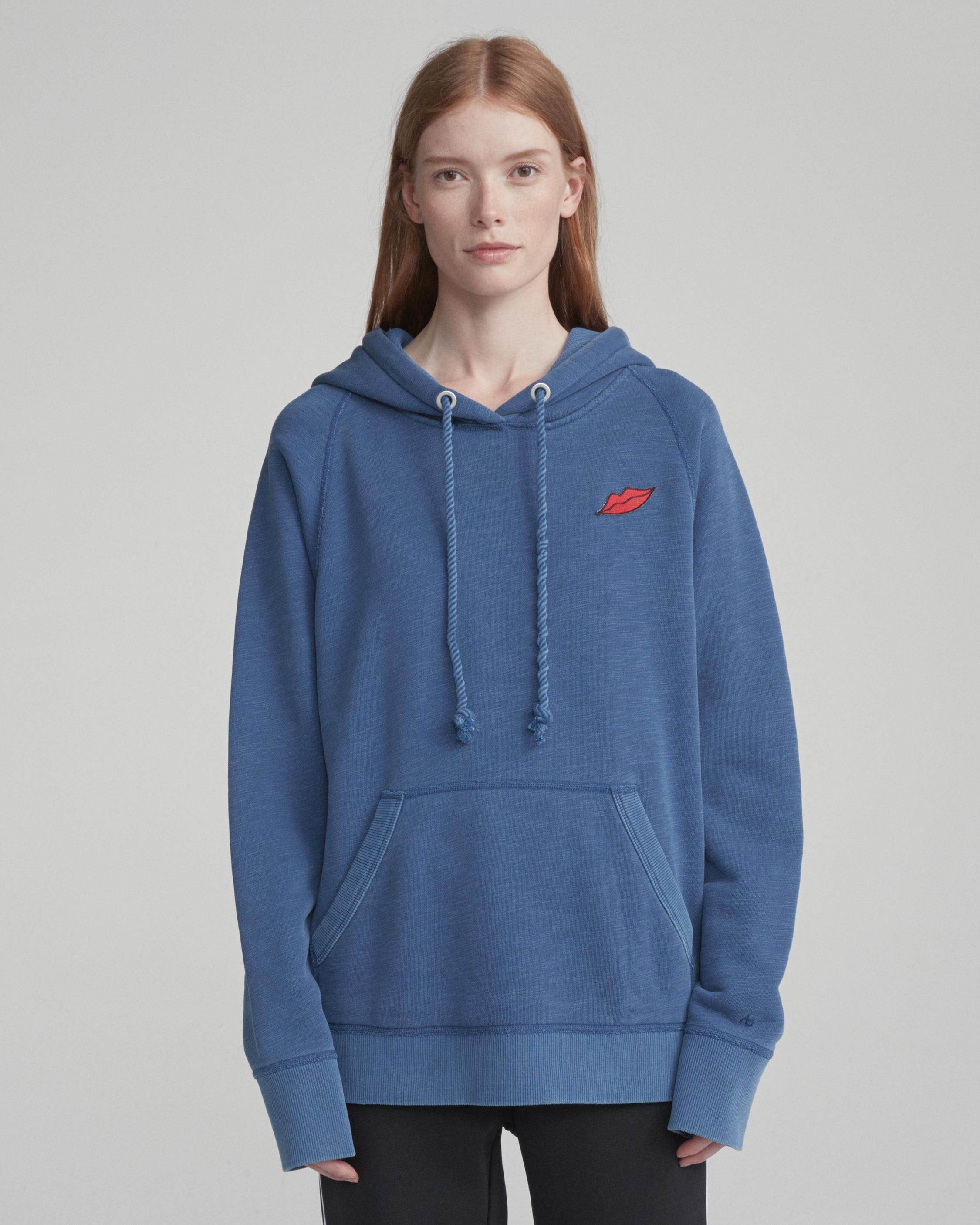 Graphic Racer Hoodie Washed Navy rag bone