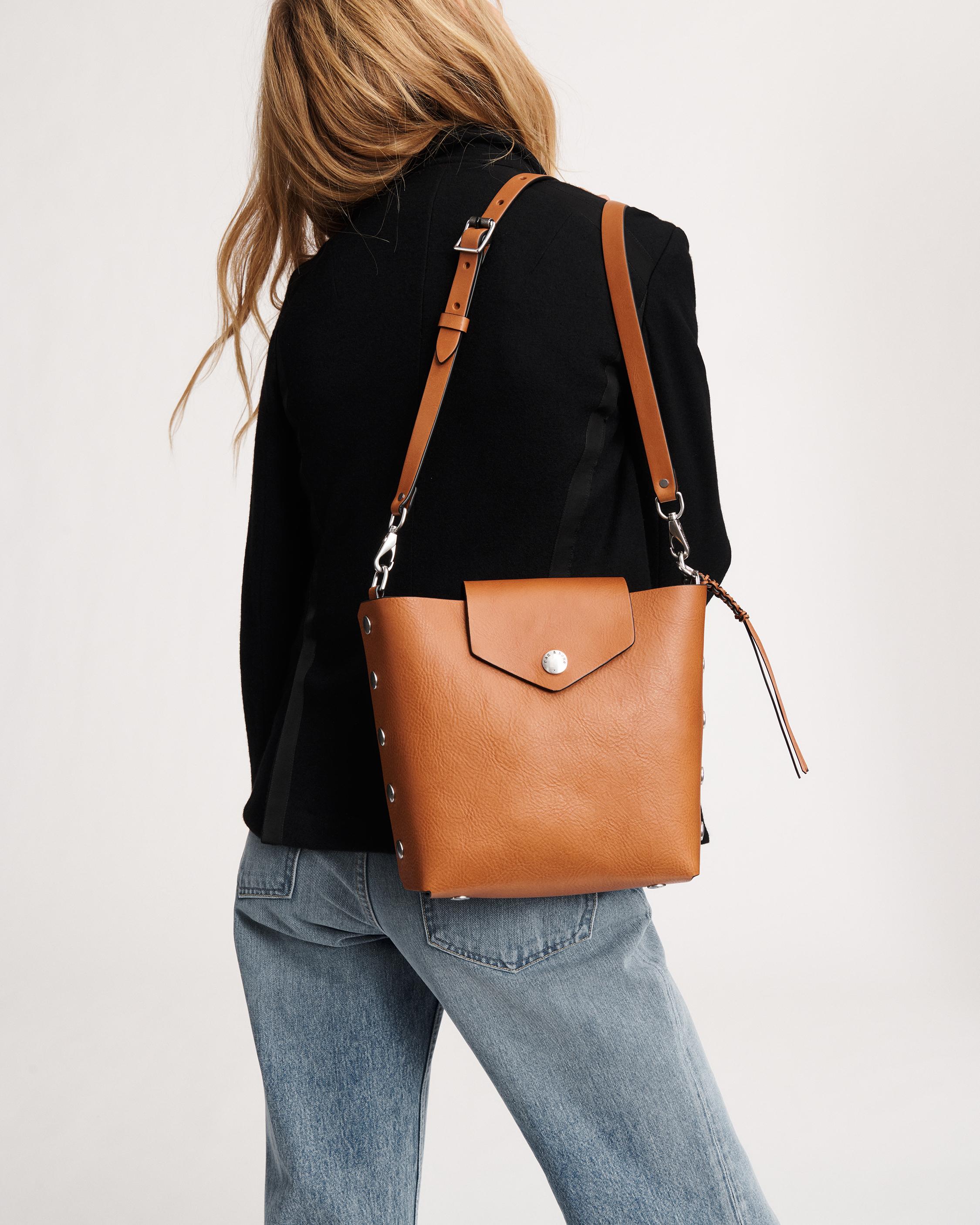 The Atlas Leather Bucket Bag in Black rag bone