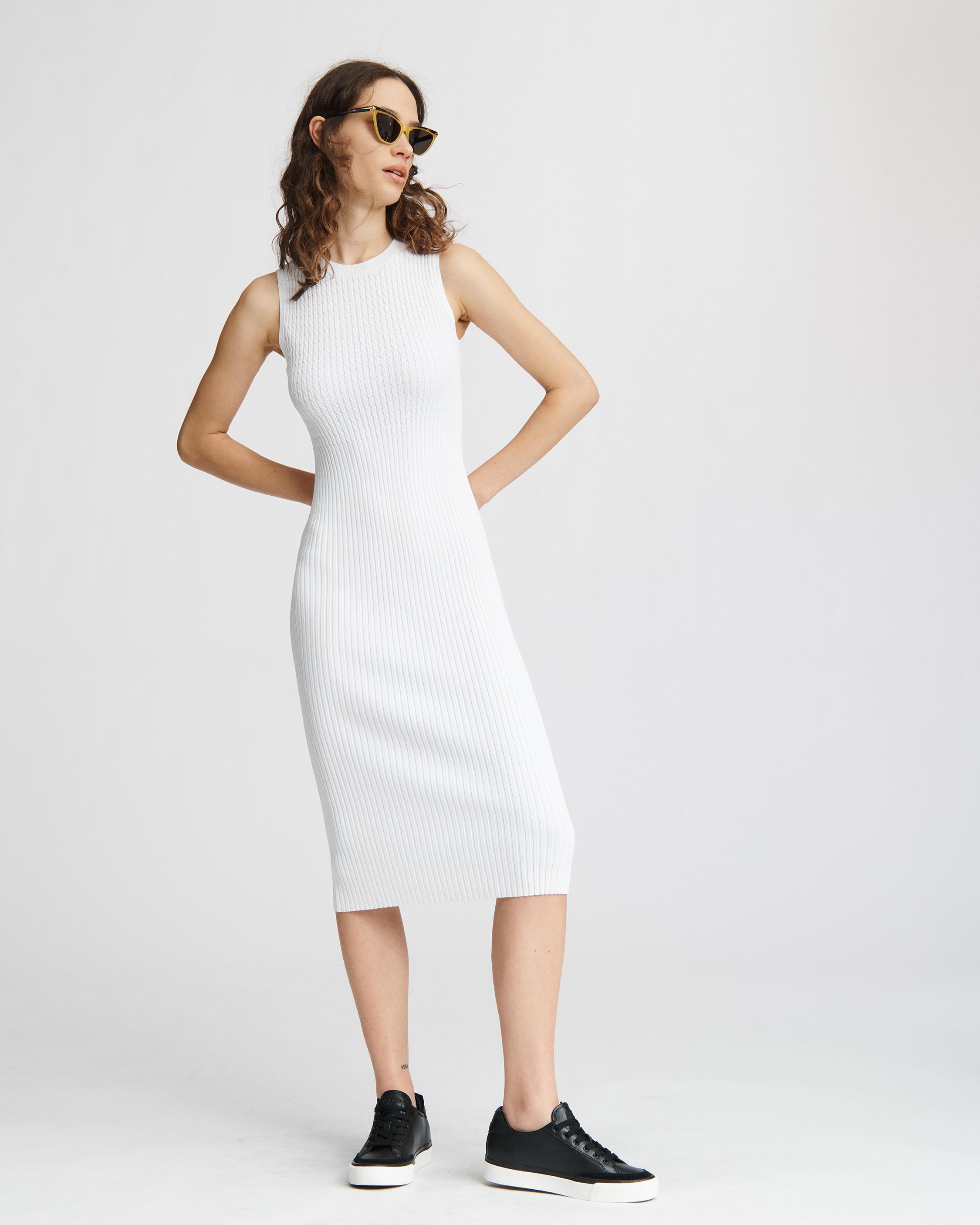 Brea Sleeveless Rib Knit Dress in White rag bone