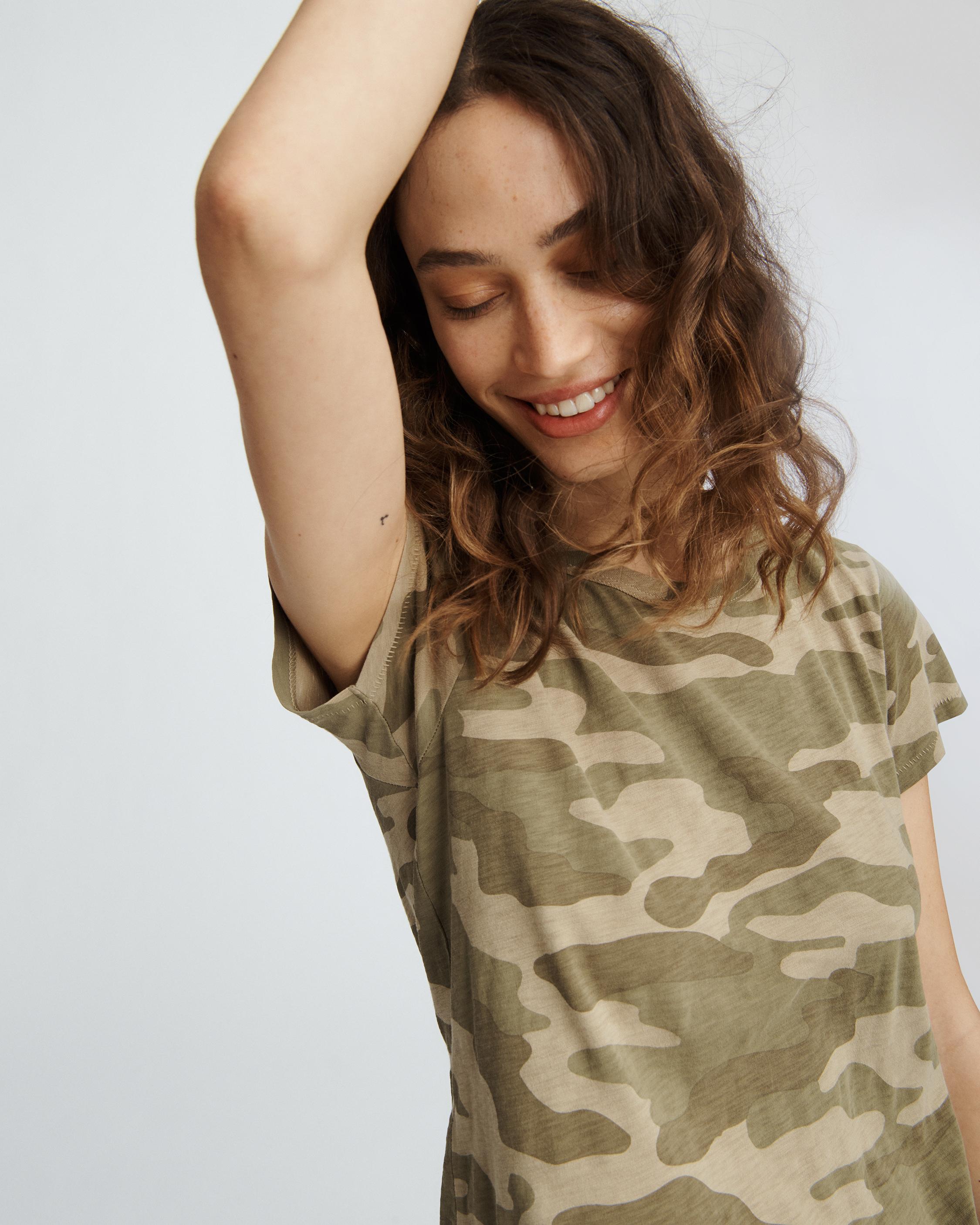 Camo Slub-Knit Crop Tee for Women