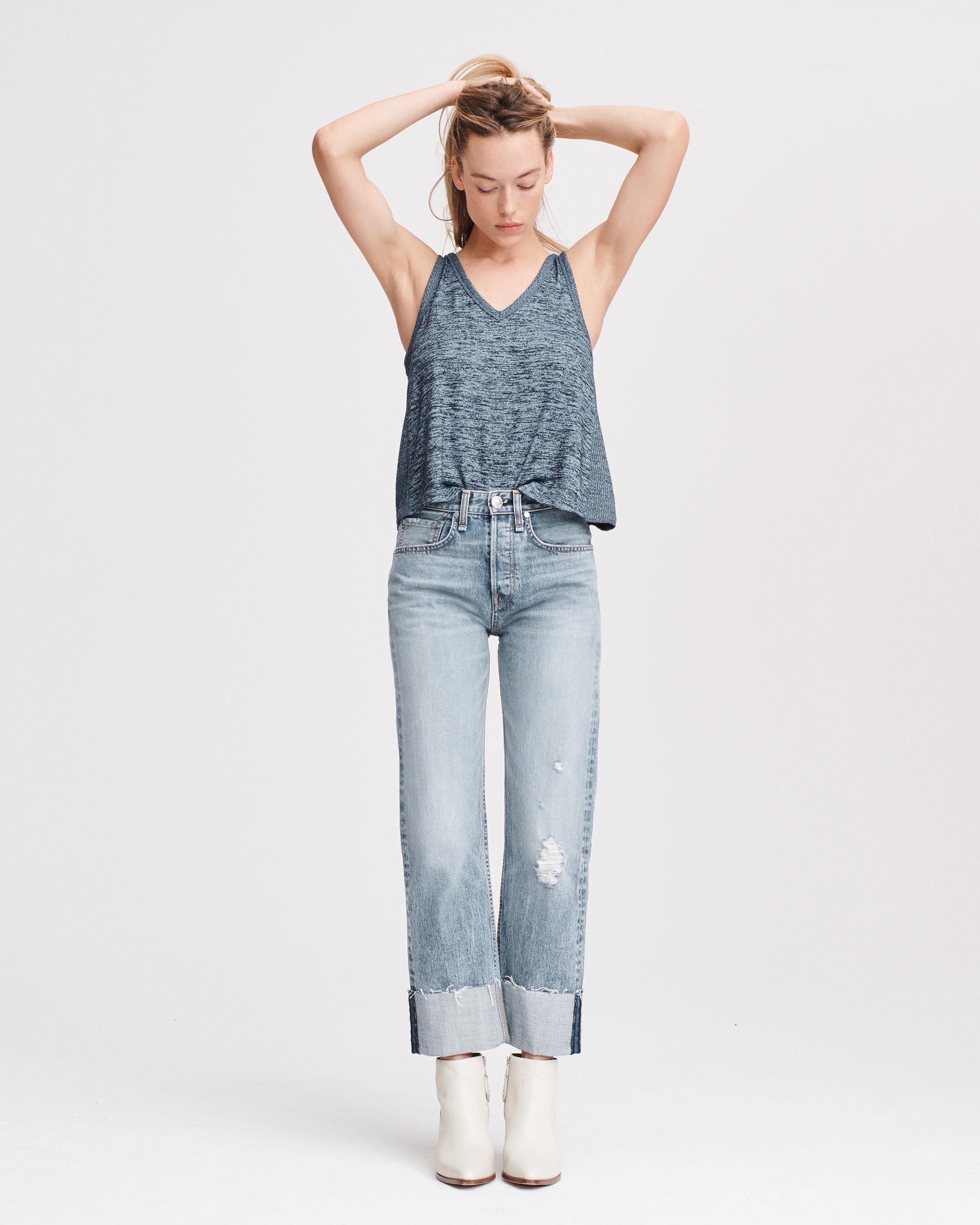 Jean Crop Brodé Marilyn De Rag & Bone - Taille 24, Neuf Avec étiquettes, Bleu Délavé