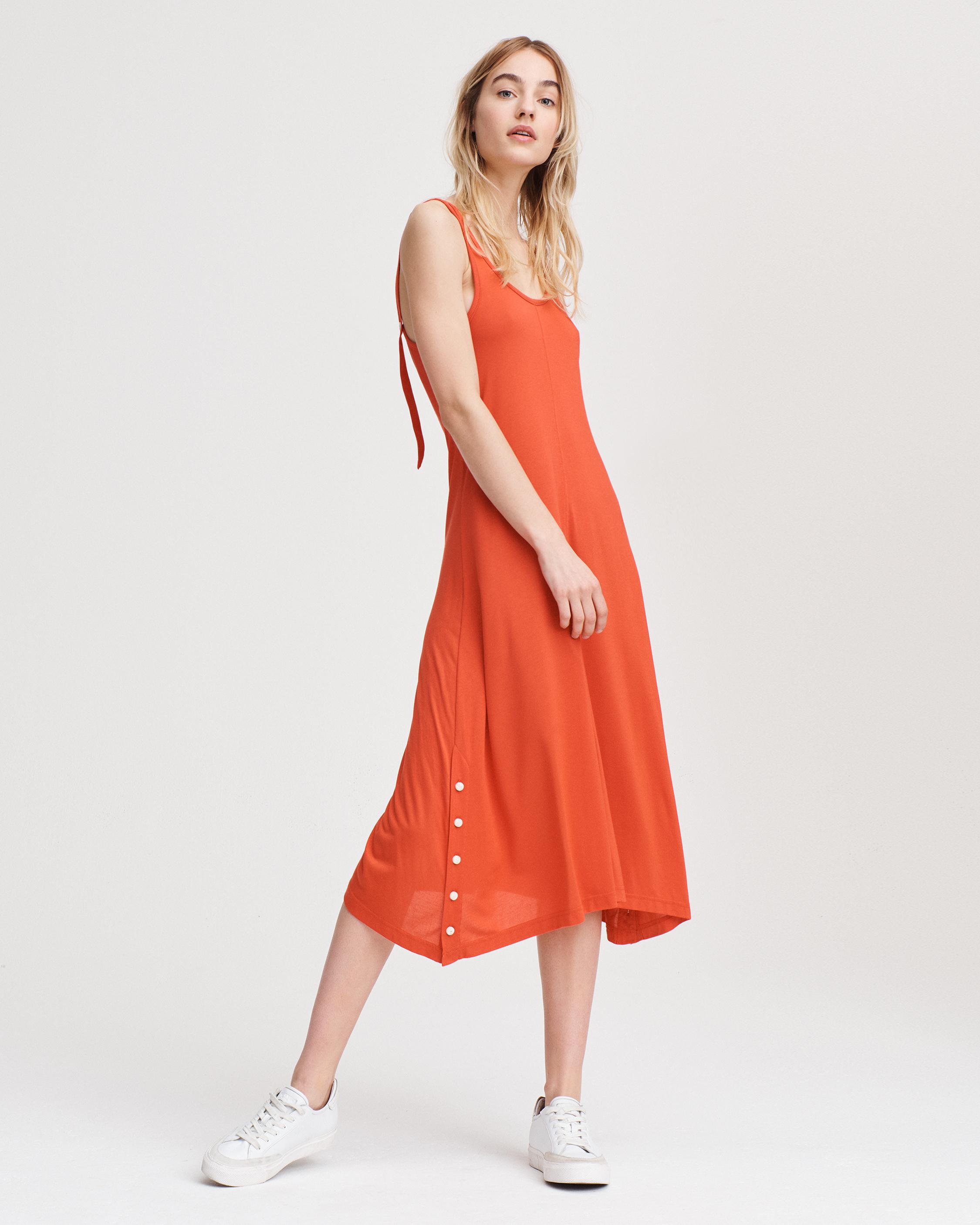 Allegra Long Tank Dress in Fire Red rag bone