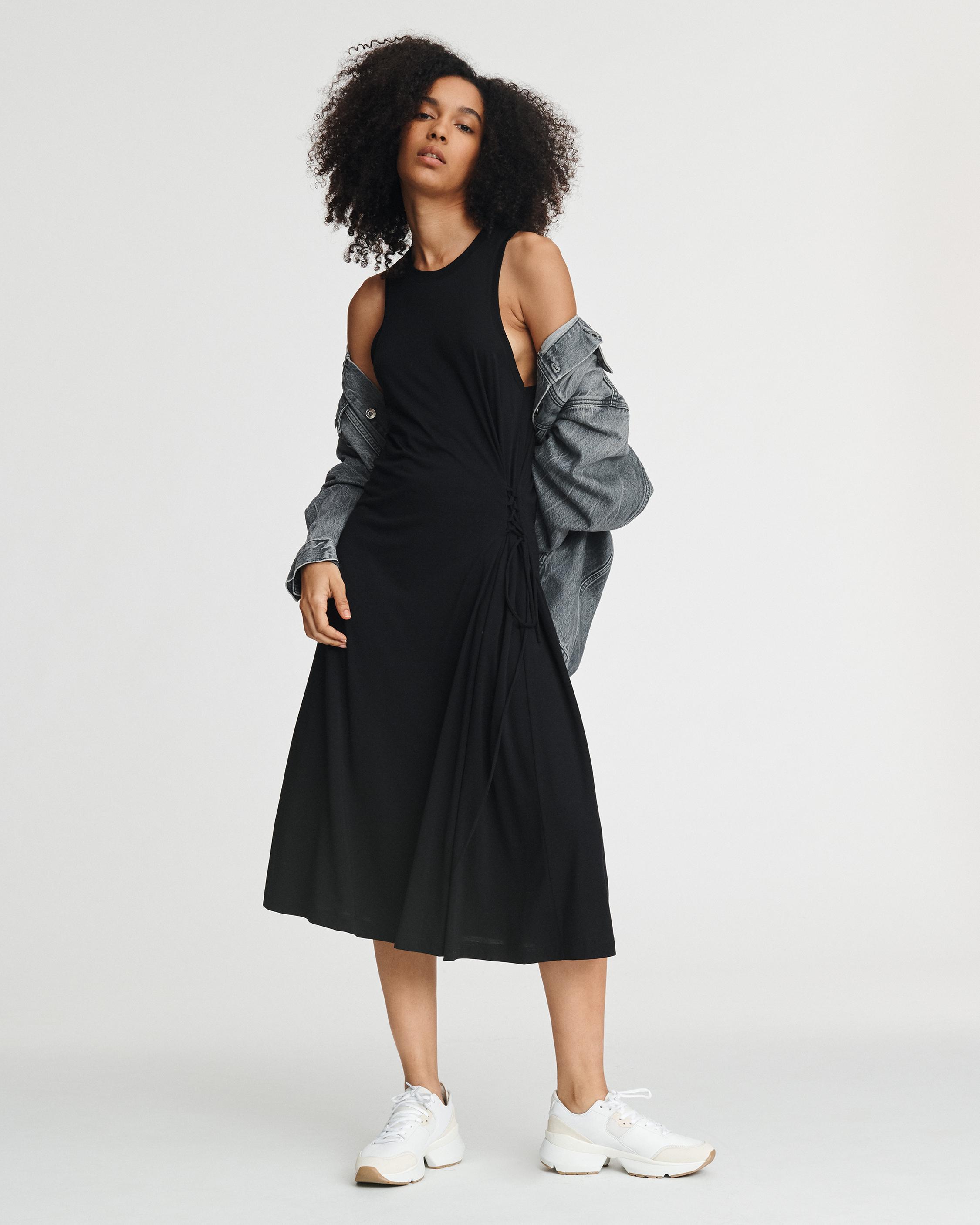 Luca Lace-Up Black Tank Dress | rag & bone