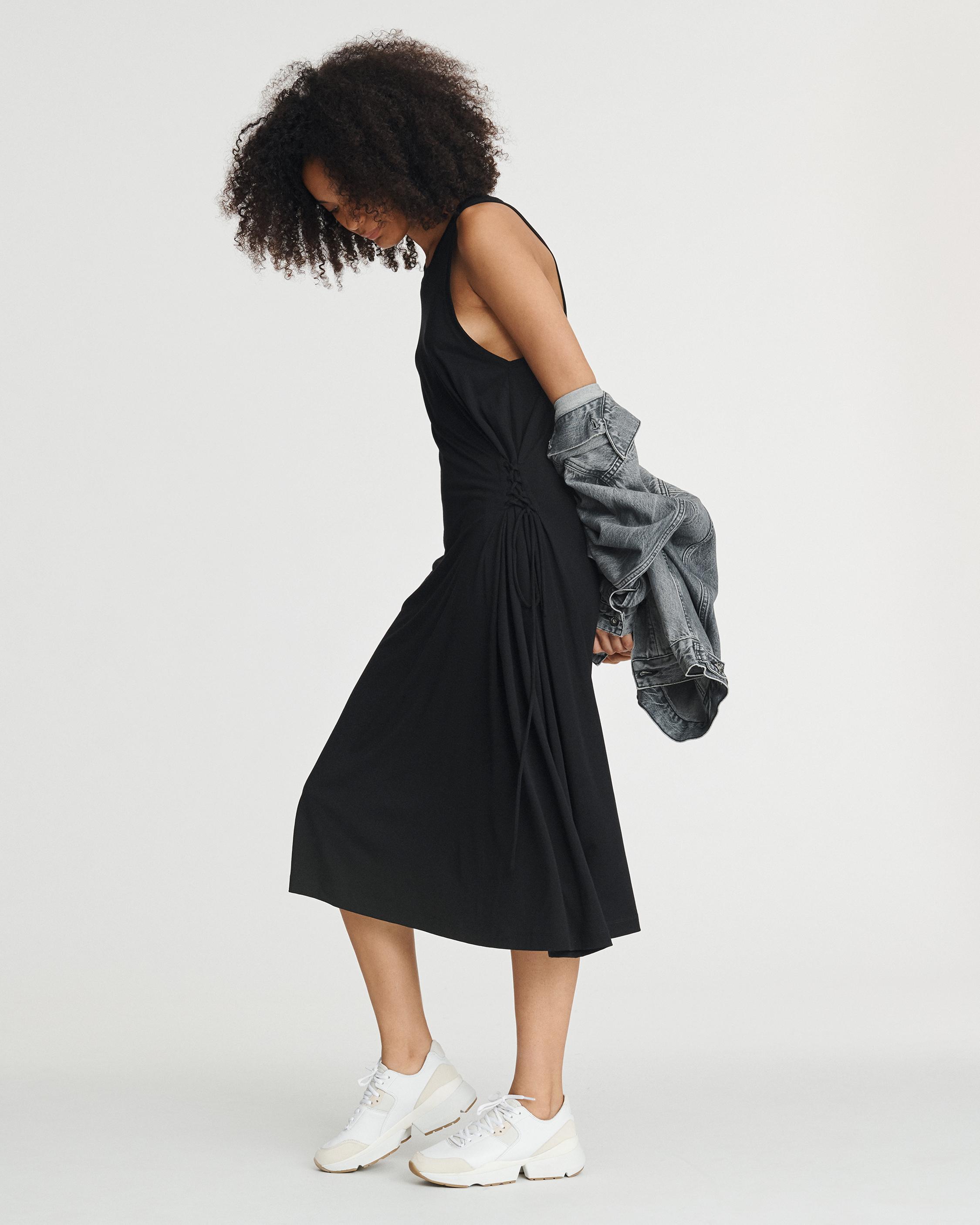 Luca Lace-Up Black Tank Dress | rag & bone