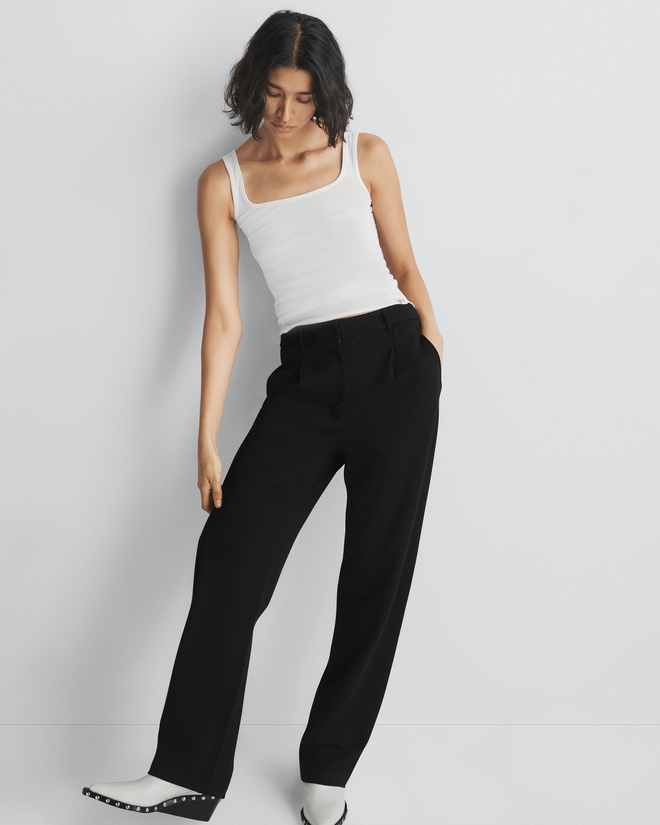 Wide Leg Ponte Trousers - BLACK