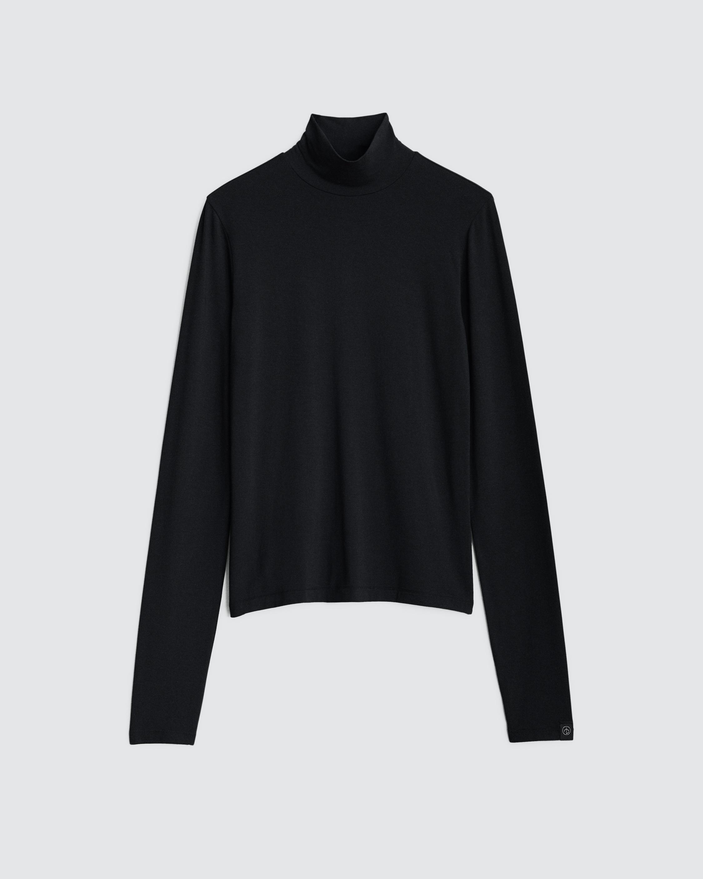 Black Turtle Neck Long Sleeve T-Shirt