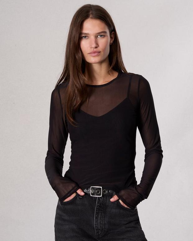 Luca Mesh Layered T-Shirt - Black | rag & bone Luca Mesh Layered T-Shirt - Black | rag & bone