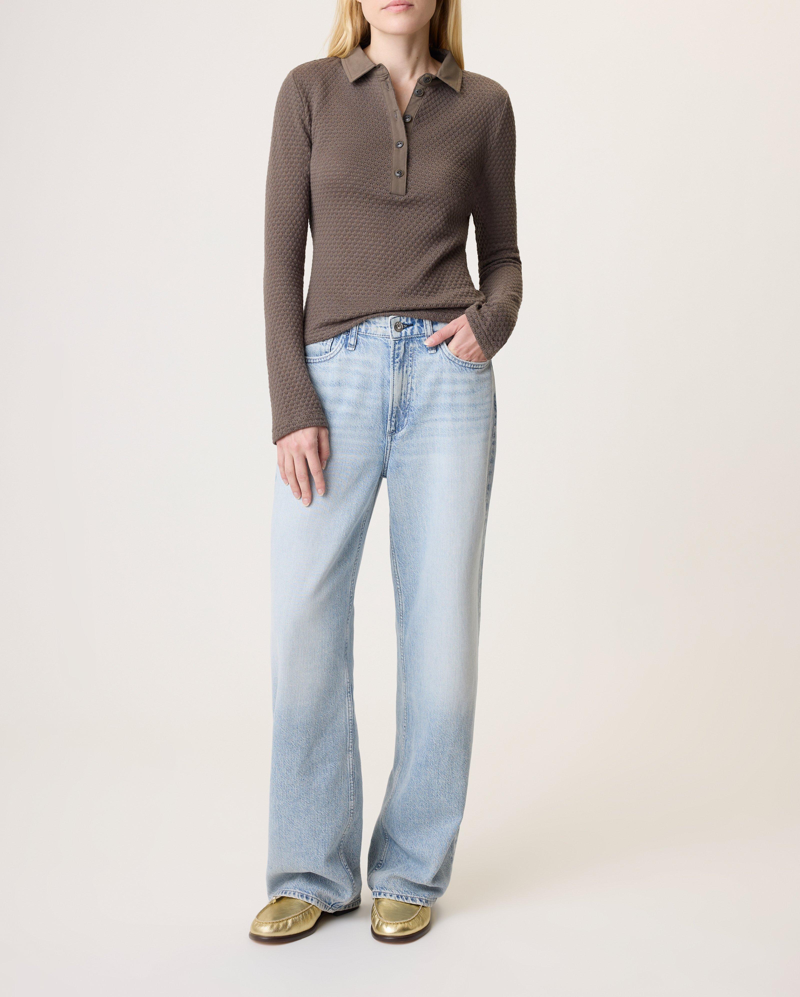 Carine Crochet Long Sleeve Polo image number 1
