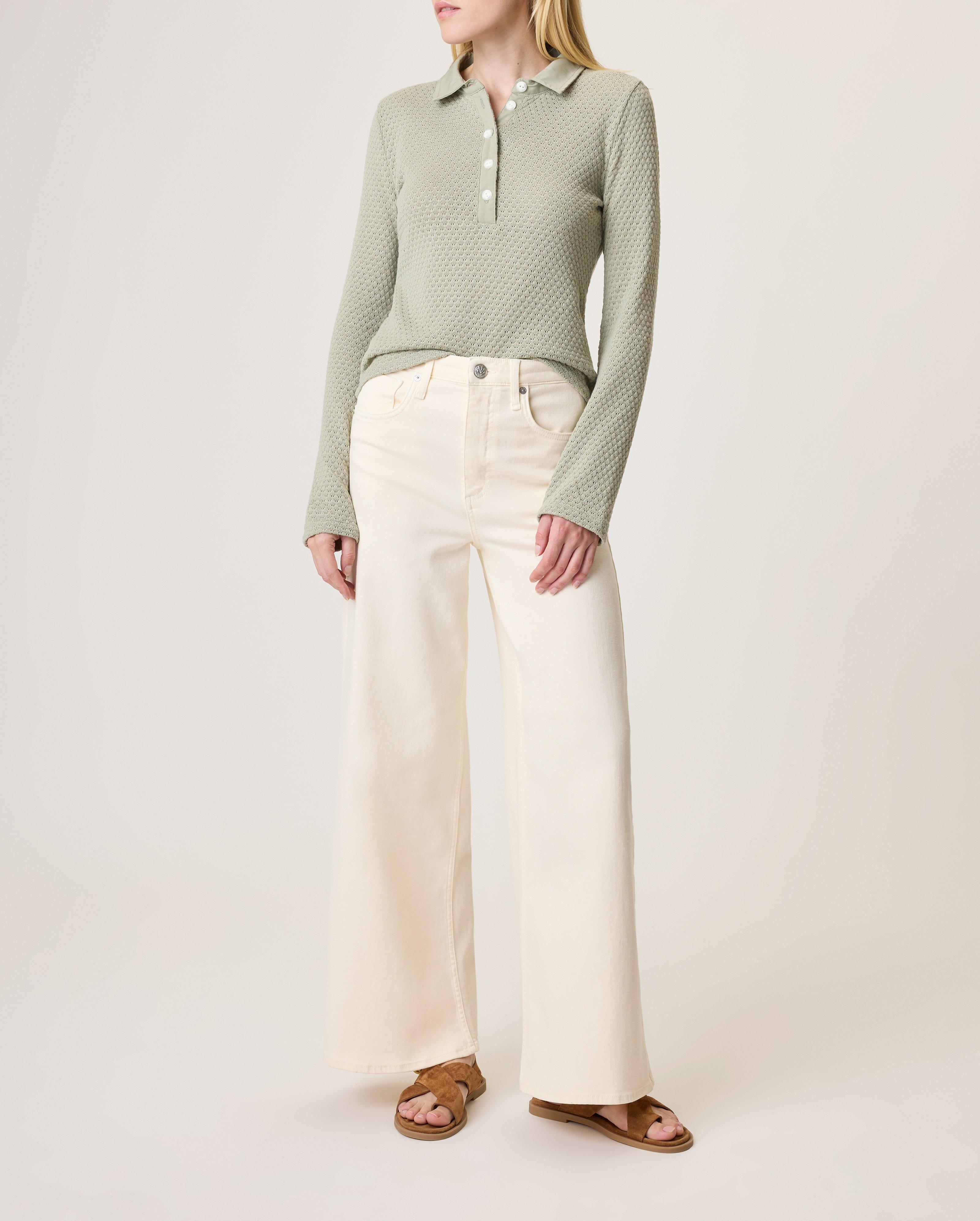 Carine Crochet Long Sleeve Polo image number 1