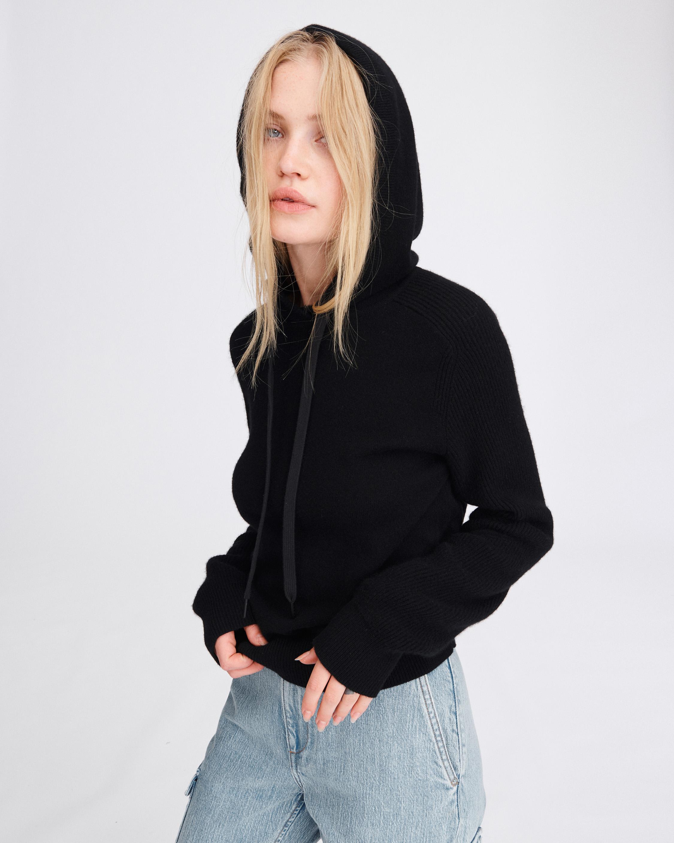 Black cashmere hoodie womens online