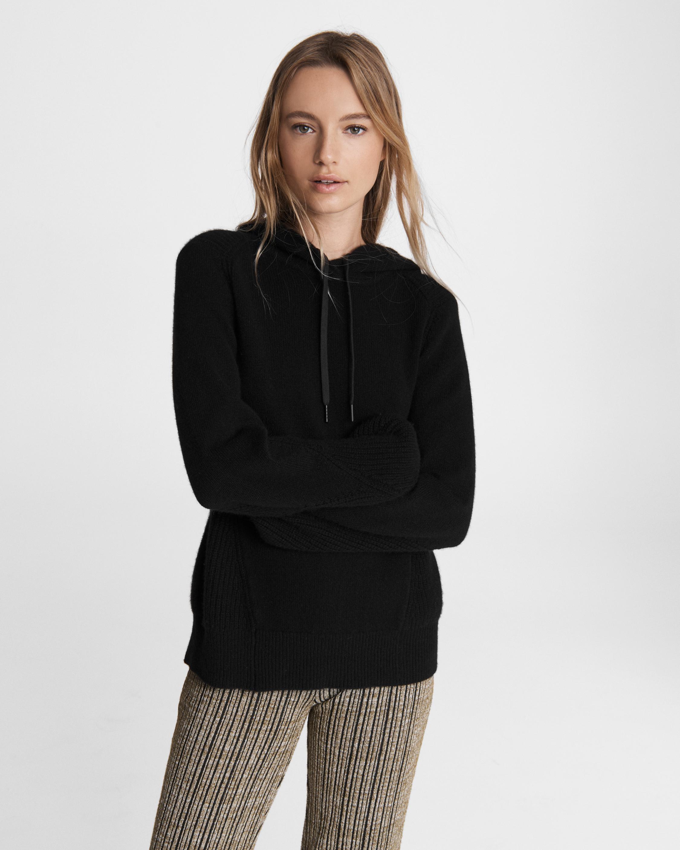 Black cashmere store hoodie womens