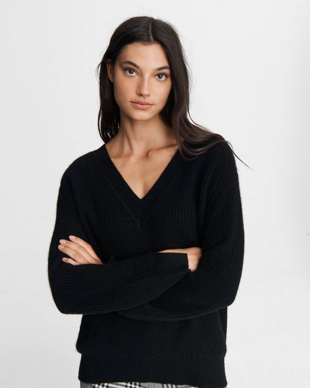 Pierce Cashmere V Neck - Black | rag & bone Pierce Cashmere V Neck - Black | rag & bone