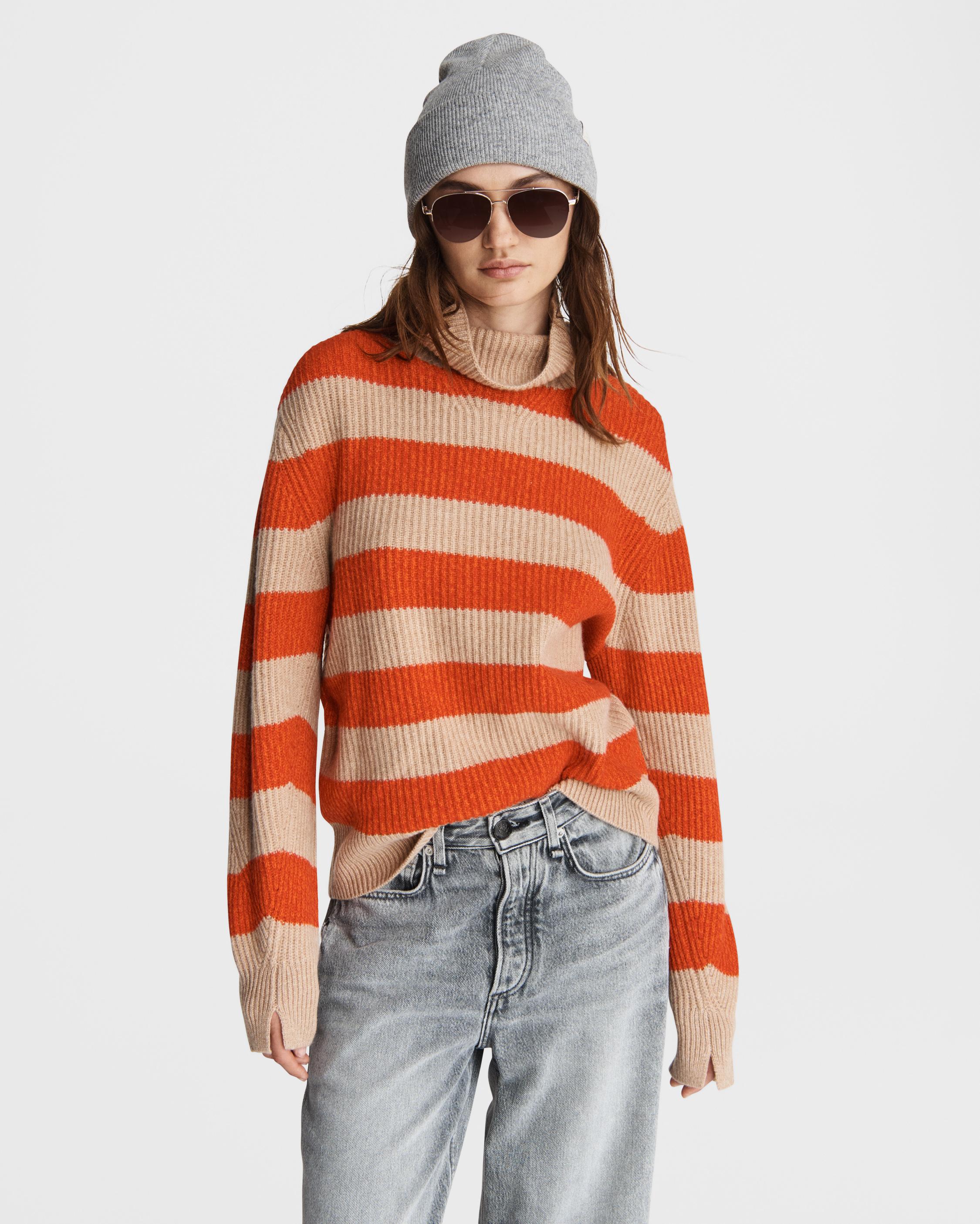 Pierce Cashmere Wide Striped Turtleneck rag bone