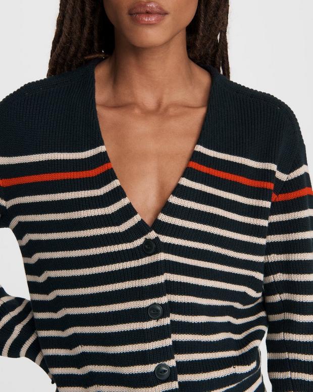 Ann Striped Cotton Cardigan image number 7