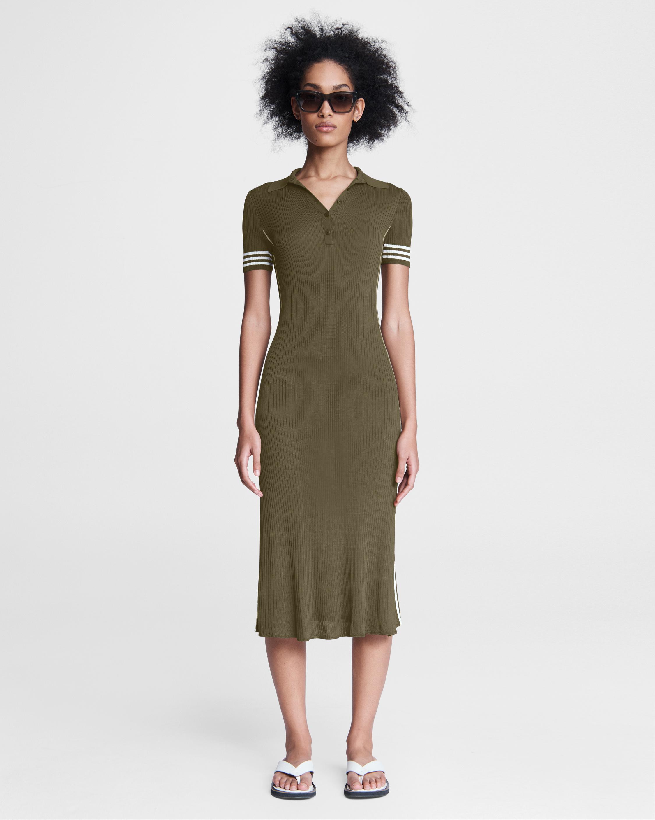 Peyton Polo Midi Dress - Deep Olive | rag & bone