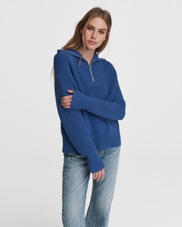 Lena Half Zip Cotton Sweater image number 1