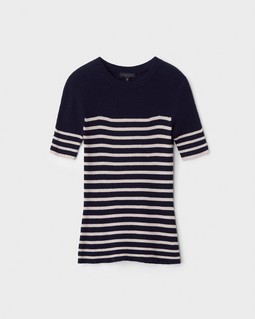Kate Striped Cotton Cashmere Short Sleeve image number 2