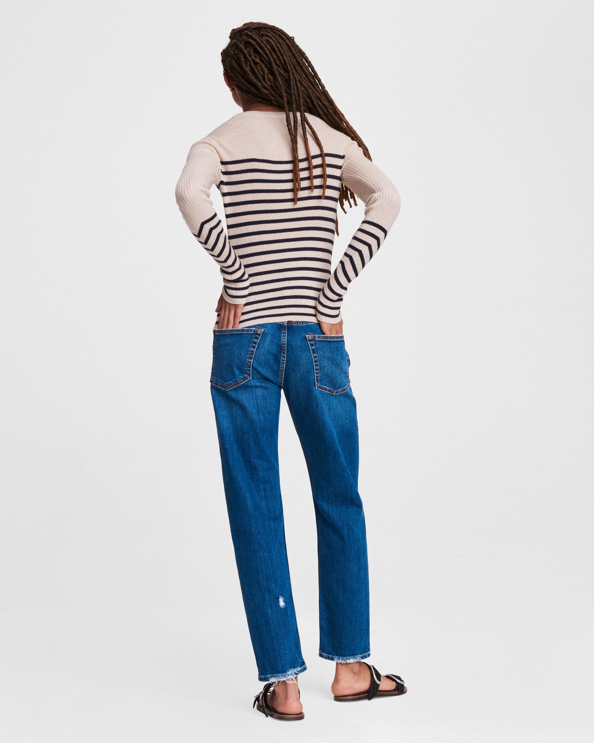 Kate Striped Cotton Cashmere Long Sleeve - Wheat Combo