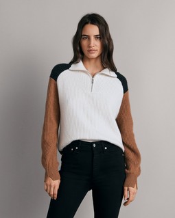 Pierce Cashmere Half Zip - Ivory Multi | rag & bone Pierce Cashmere Half Zip - Ivory Multi | rag & bone