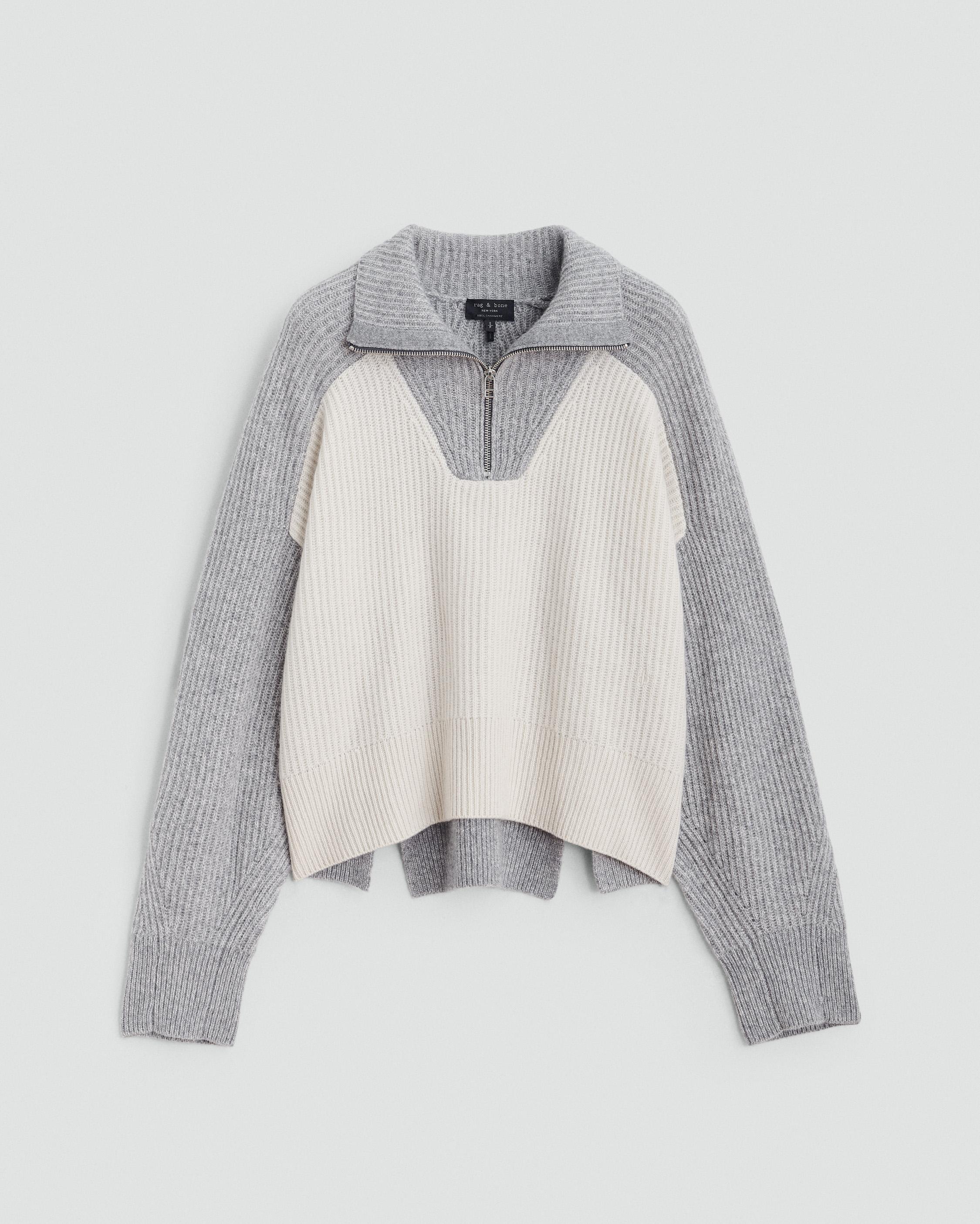 Pierce Cashmere Colorblock Half-Zip - Grey Multi | rag & bone