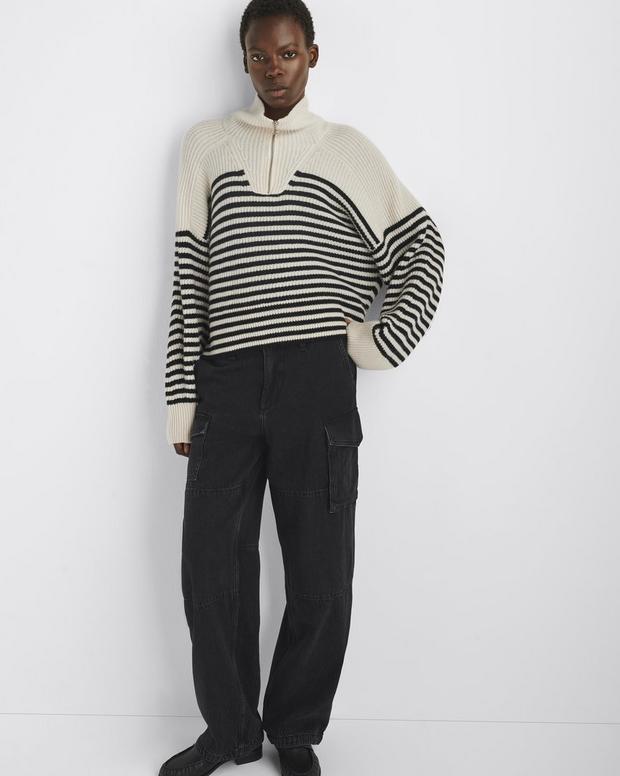 Pierce Striped Cashmere Half-Zip image number 1