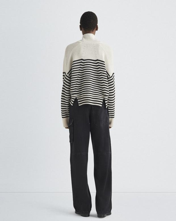 Pierce Striped Cashmere Half-Zip image number 5