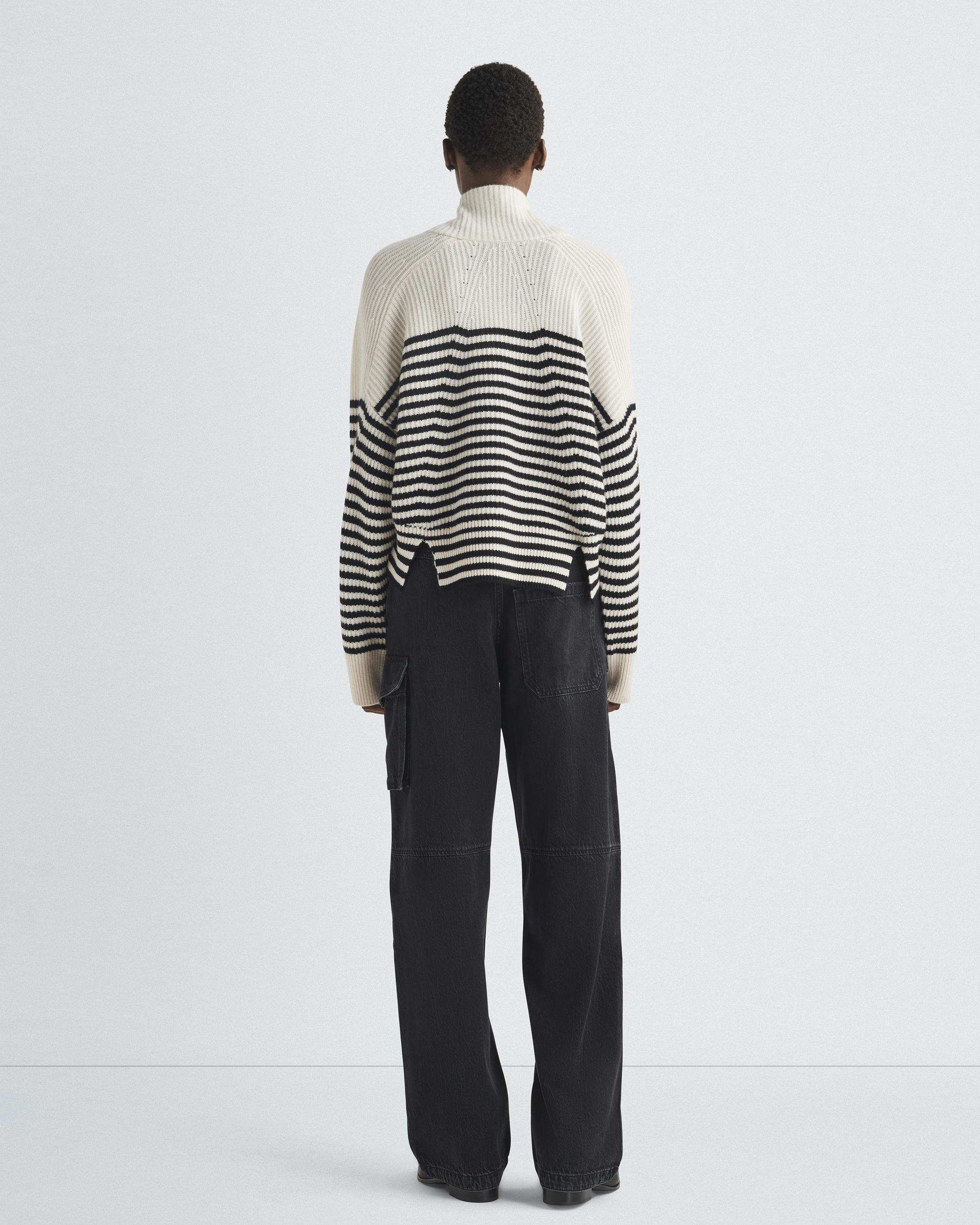 Pierce Striped Cashmere Half-Zip image number 5