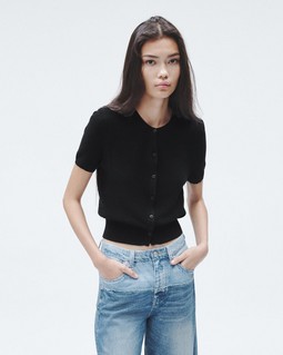 Dina Cotton Cardigan - Black | rag & bone Dina Cotton Cardigan - Black | rag & bone