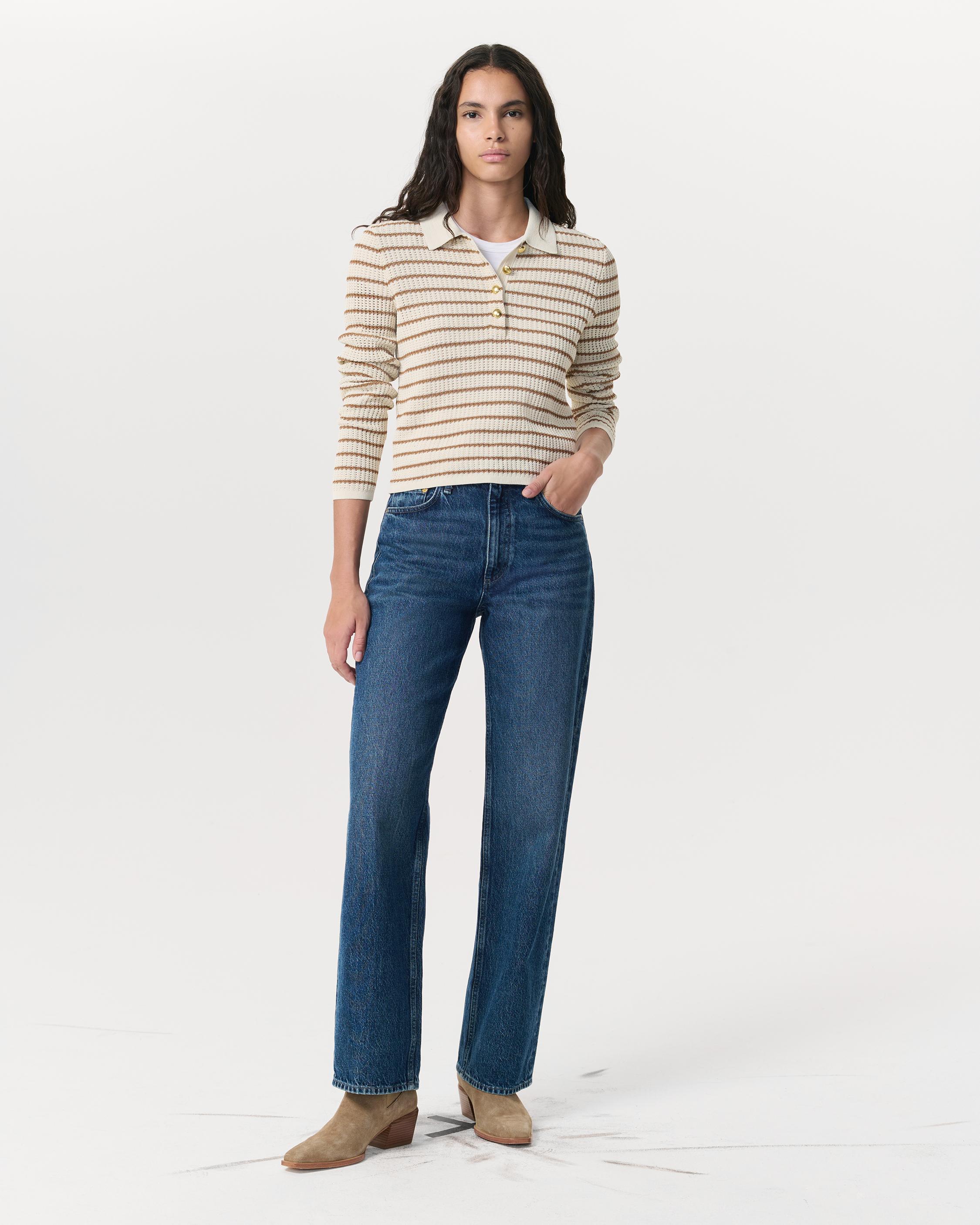 Viola Striped Polo Sweater - image 4