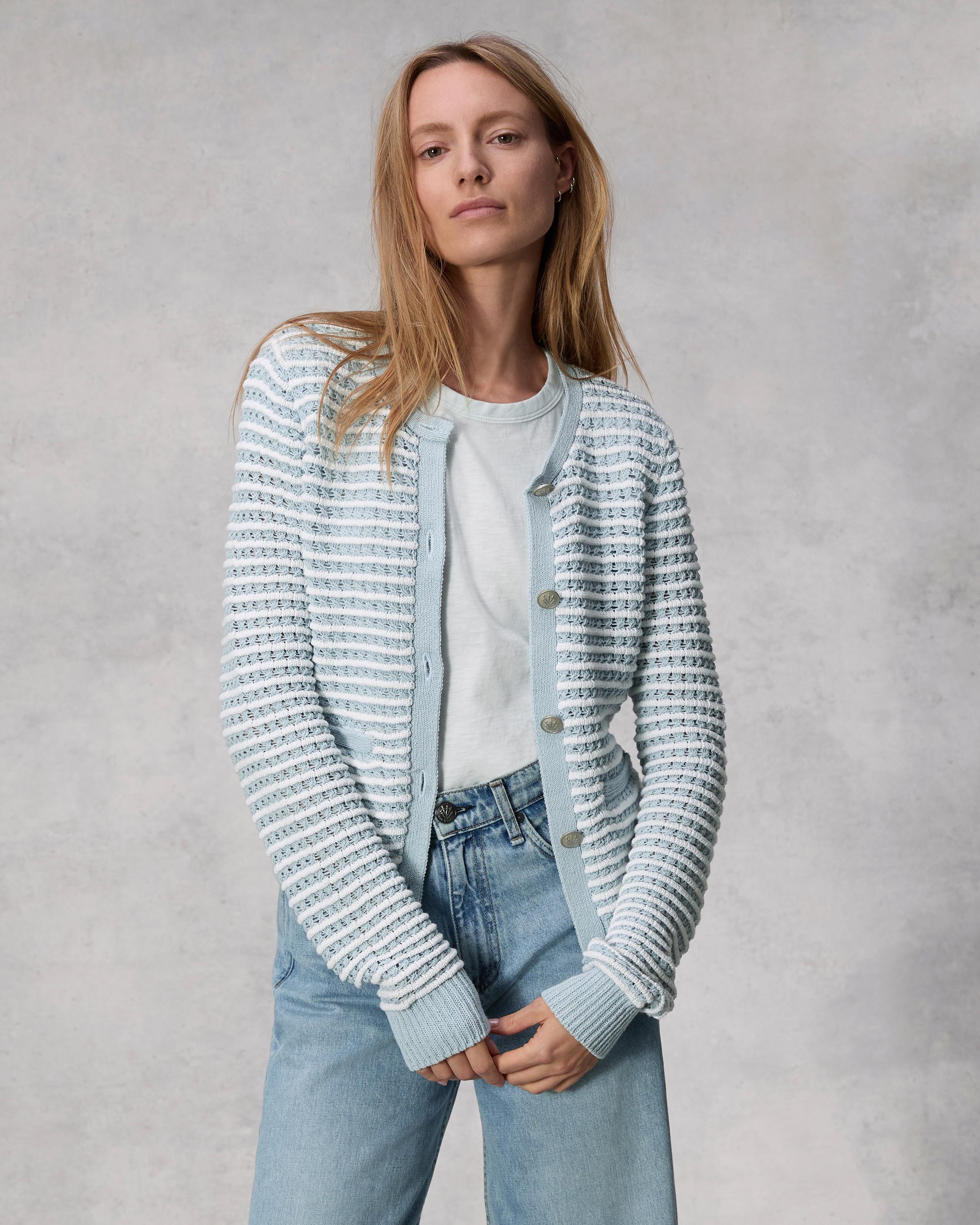 Marlee Cotton Cardigan Light Blue rag bone