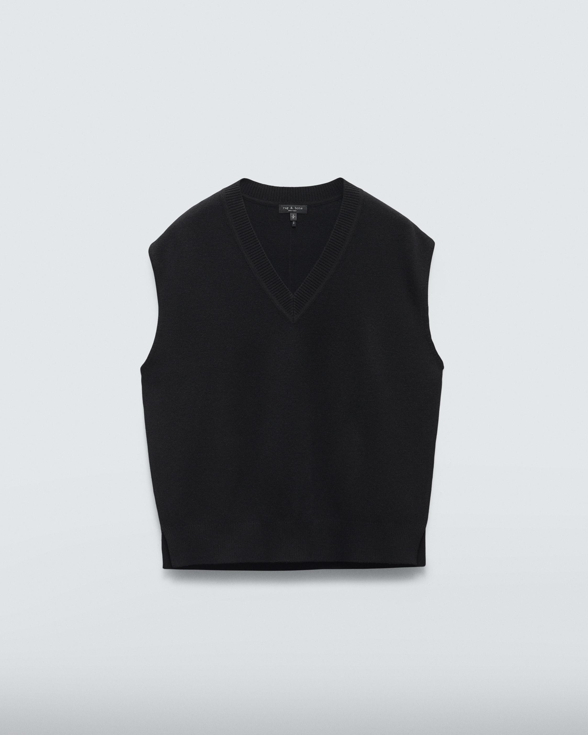  Bollrllr Women's Sweater Vest 100% Merino Wool Vest V Neck  Button Sleeveless Knit Cardigan Vest Black S : Clothing, Shoes & Jewelry