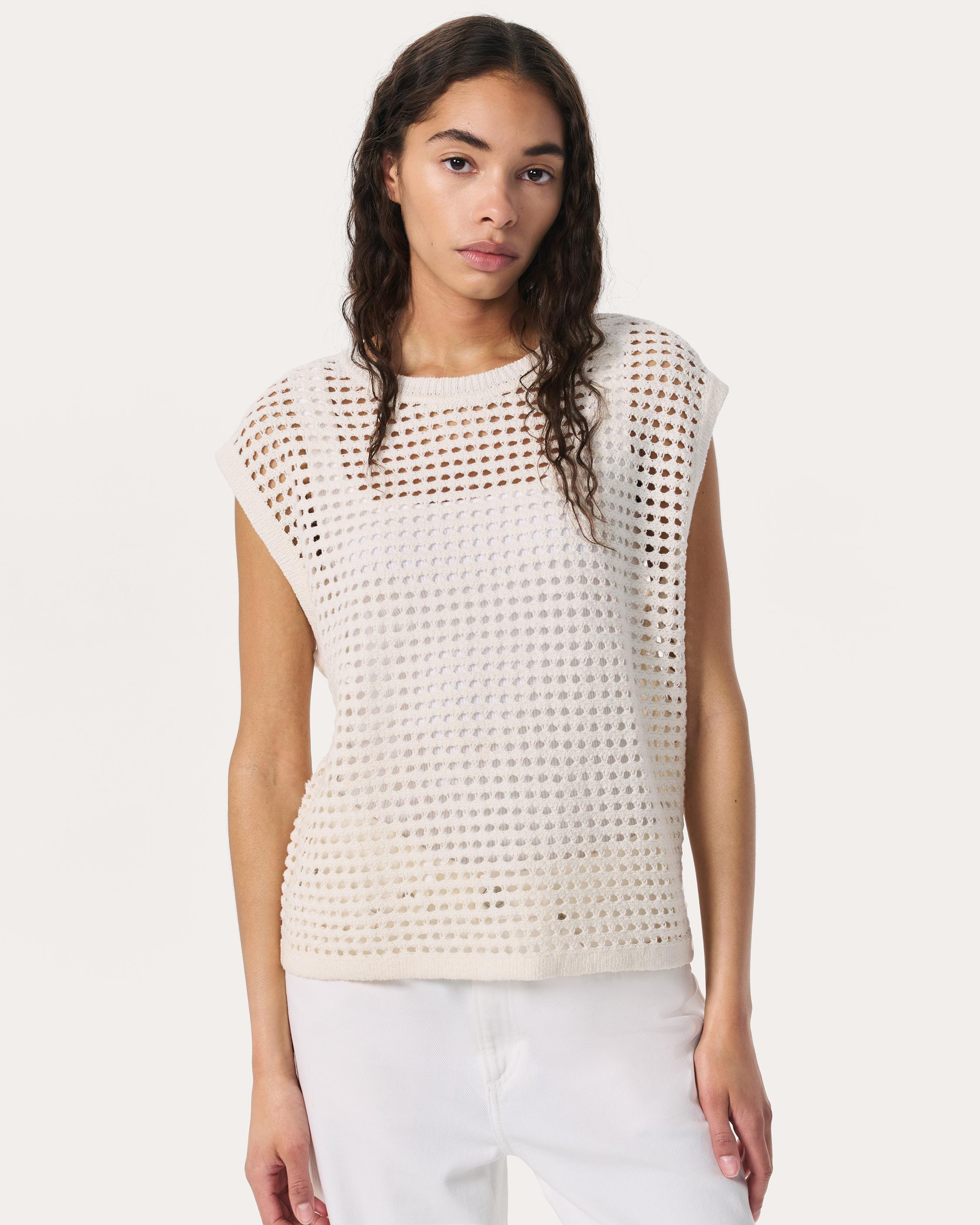 Ezra Open-Knit Vest - White | rag & bone