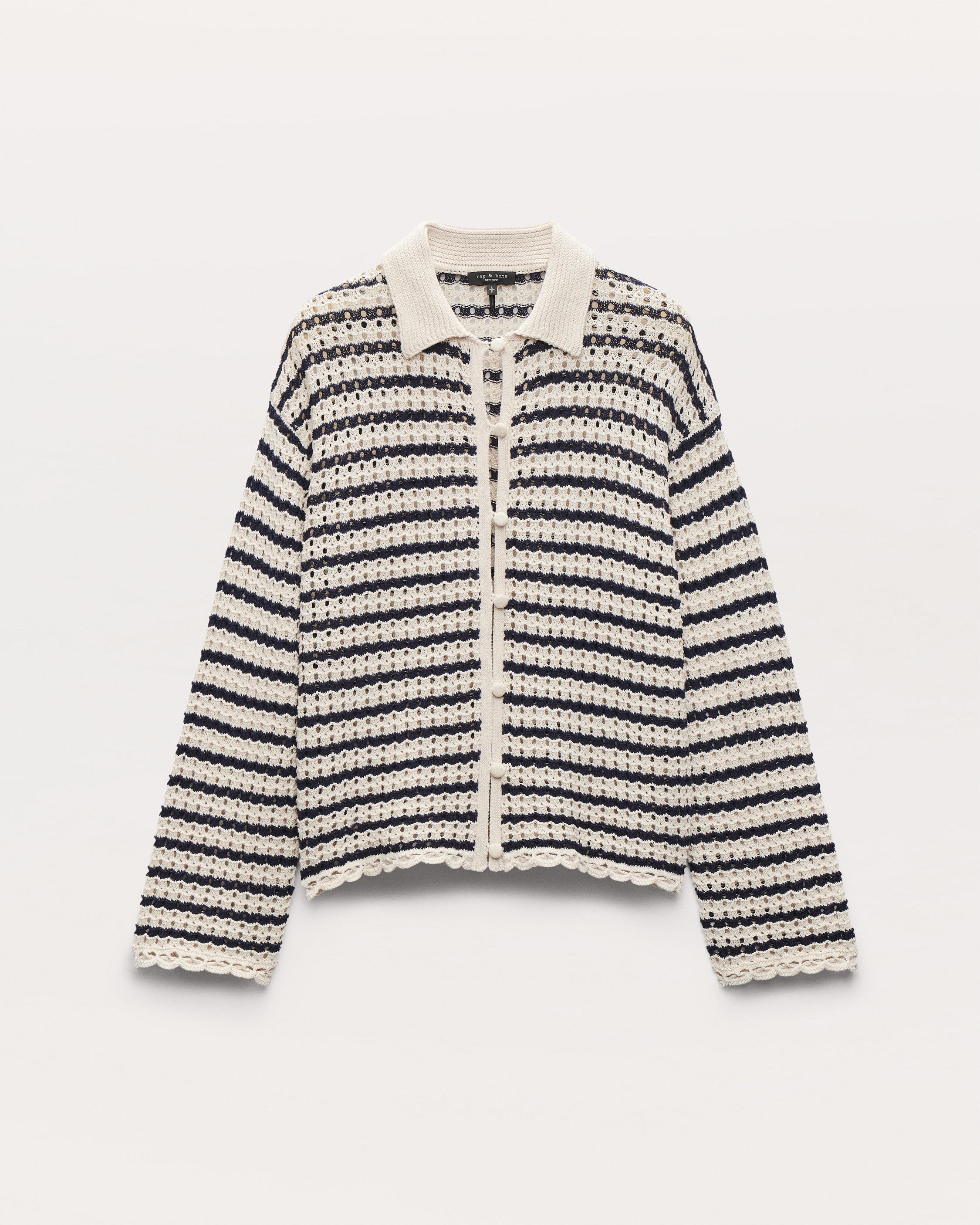 Khloe Striped Open-Knit Cardigan
