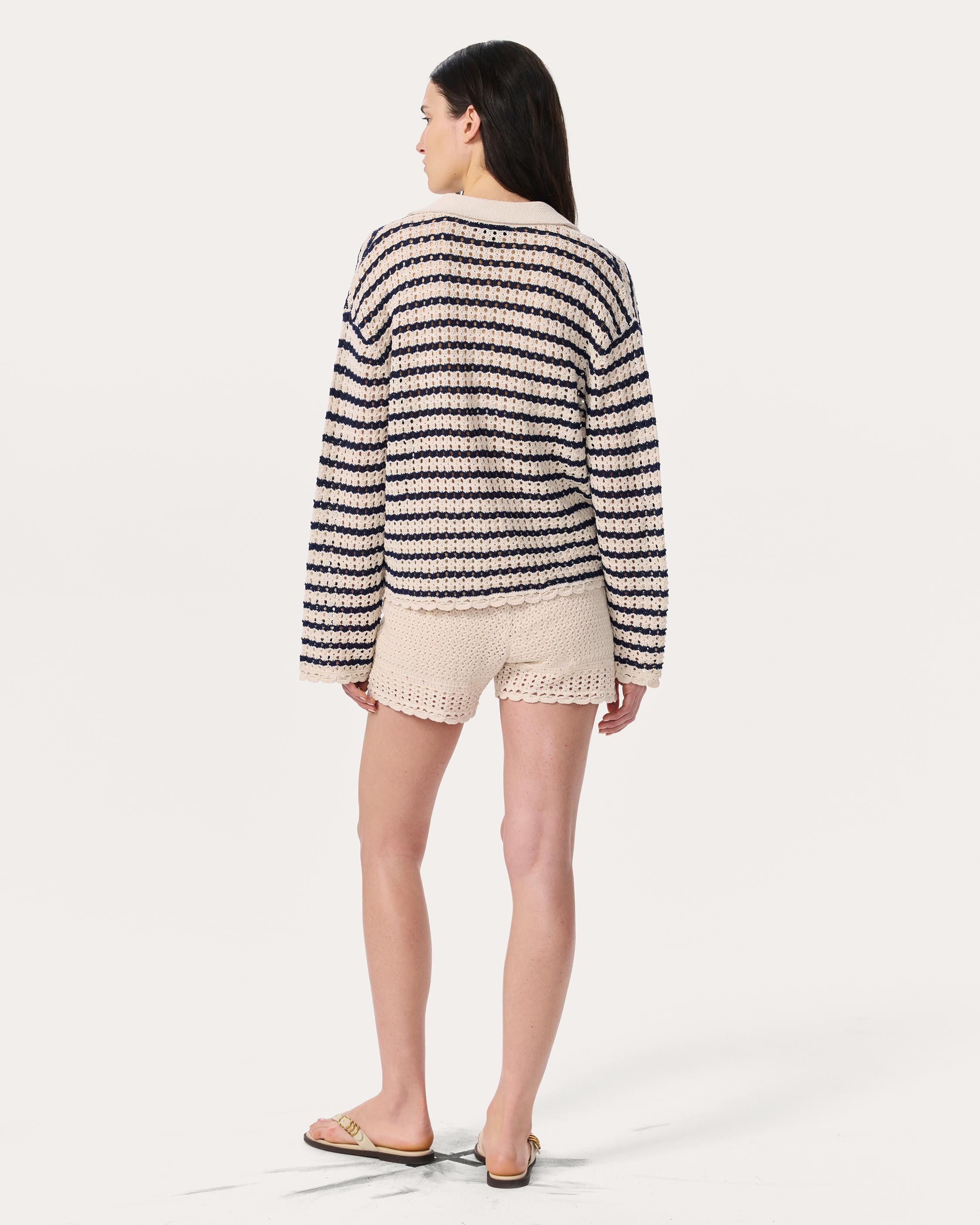 Khloe Striped Open-Knit Cardigan image number 6