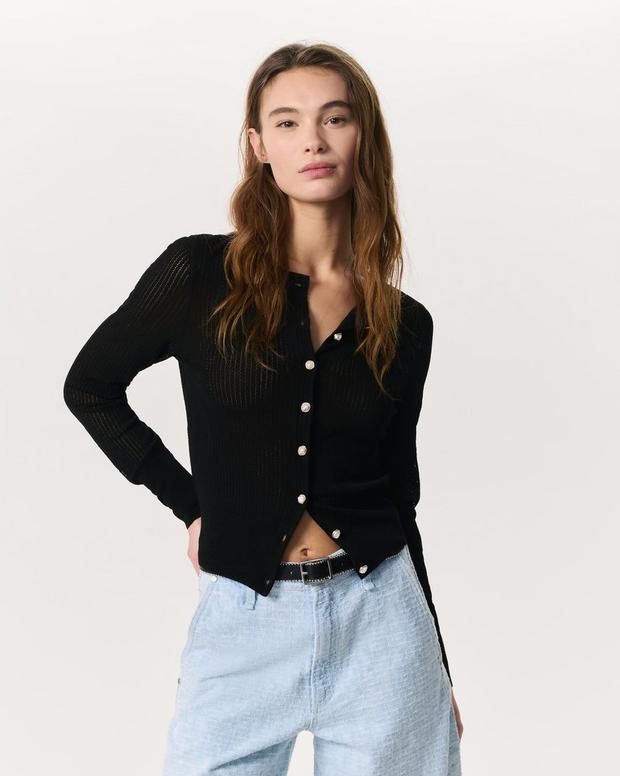 Molly Open-Knit Cardigan - Black | rag & bone Molly Open-Knit Cardigan - Black | rag & bone