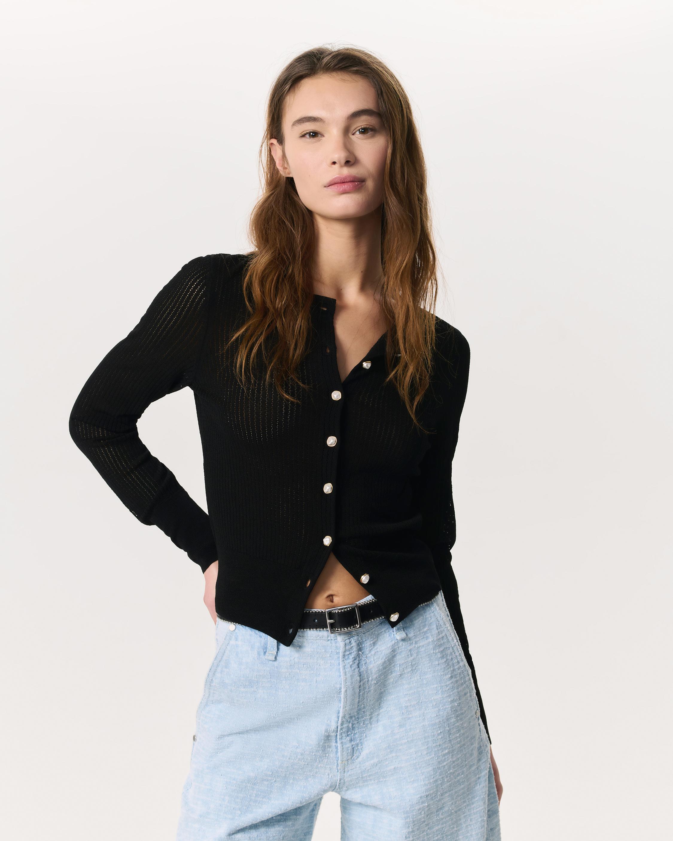 Molly Open-Knit Cardigan - Black | rag & bone