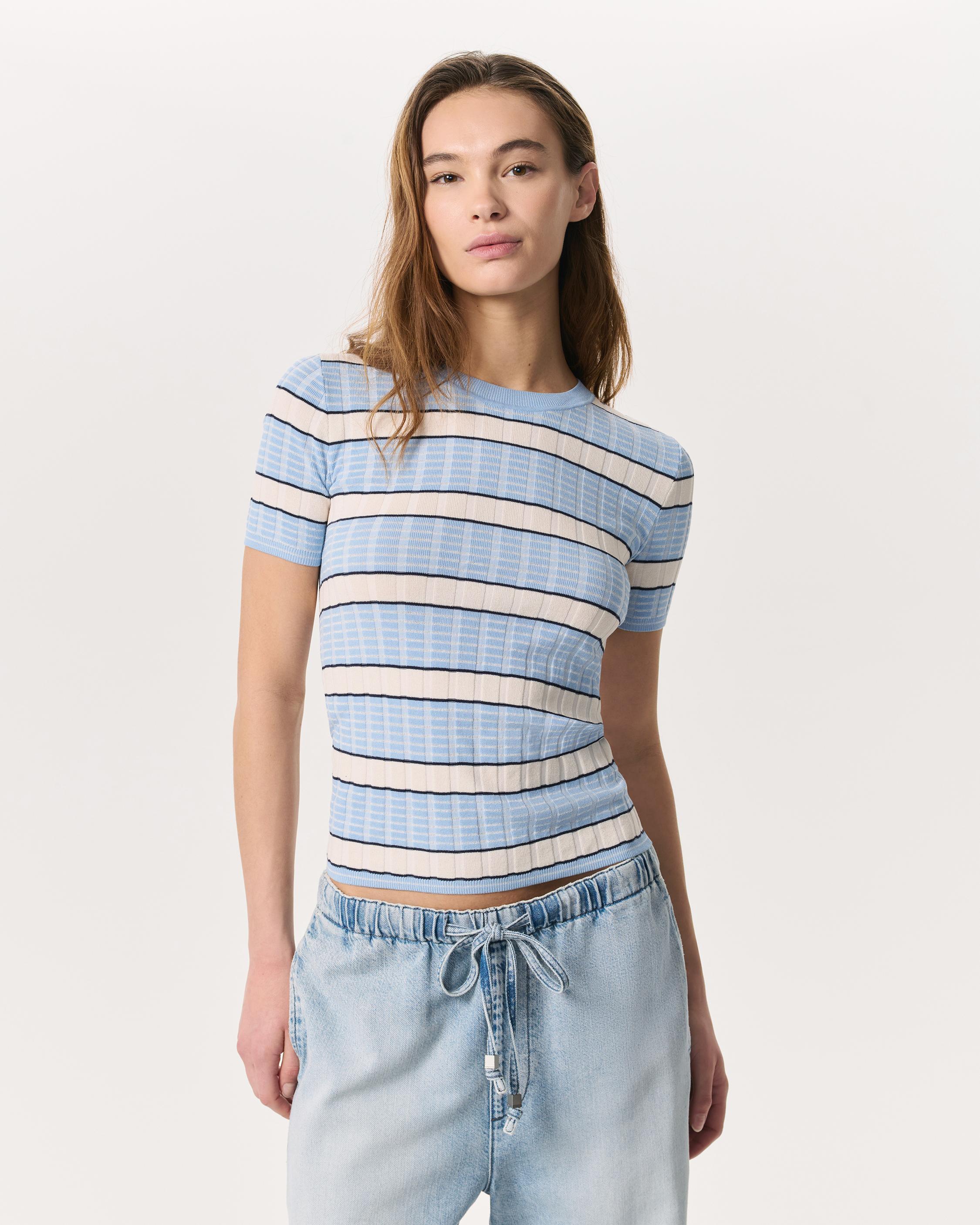 Eloise Striped Short-Sleeve Sweater image number 1