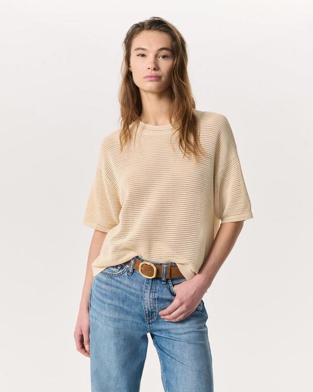 Zoey Oversized Open-Knit Tee - Beige | rag & bone Zoey Oversized Open-Knit Tee - Beige | rag & bone