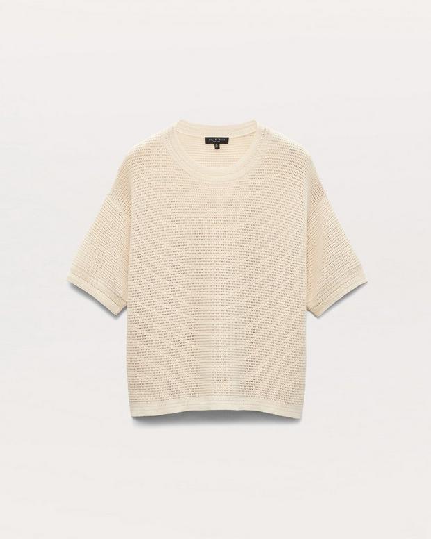Zoey Oversized Open-Knit Tee - Beige | rag & bone Zoey Oversized Open-Knit Tee - Beige | rag & bone