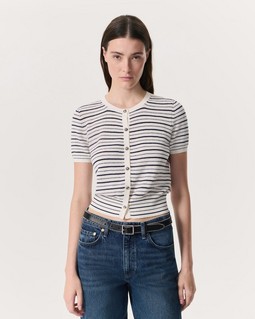 Dina Striped Cotton-Blend Cardigan - Ivory Multi | rag & bone Dina Striped Cotton-Blend Cardigan - Ivory Multi | rag & bone