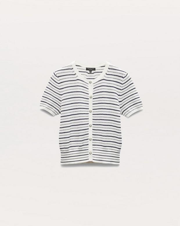 Dina Striped Cotton-Blend Cardigan - Ivory Multi | rag & bone Dina Striped Cotton-Blend Cardigan - Ivory Multi | rag & bone